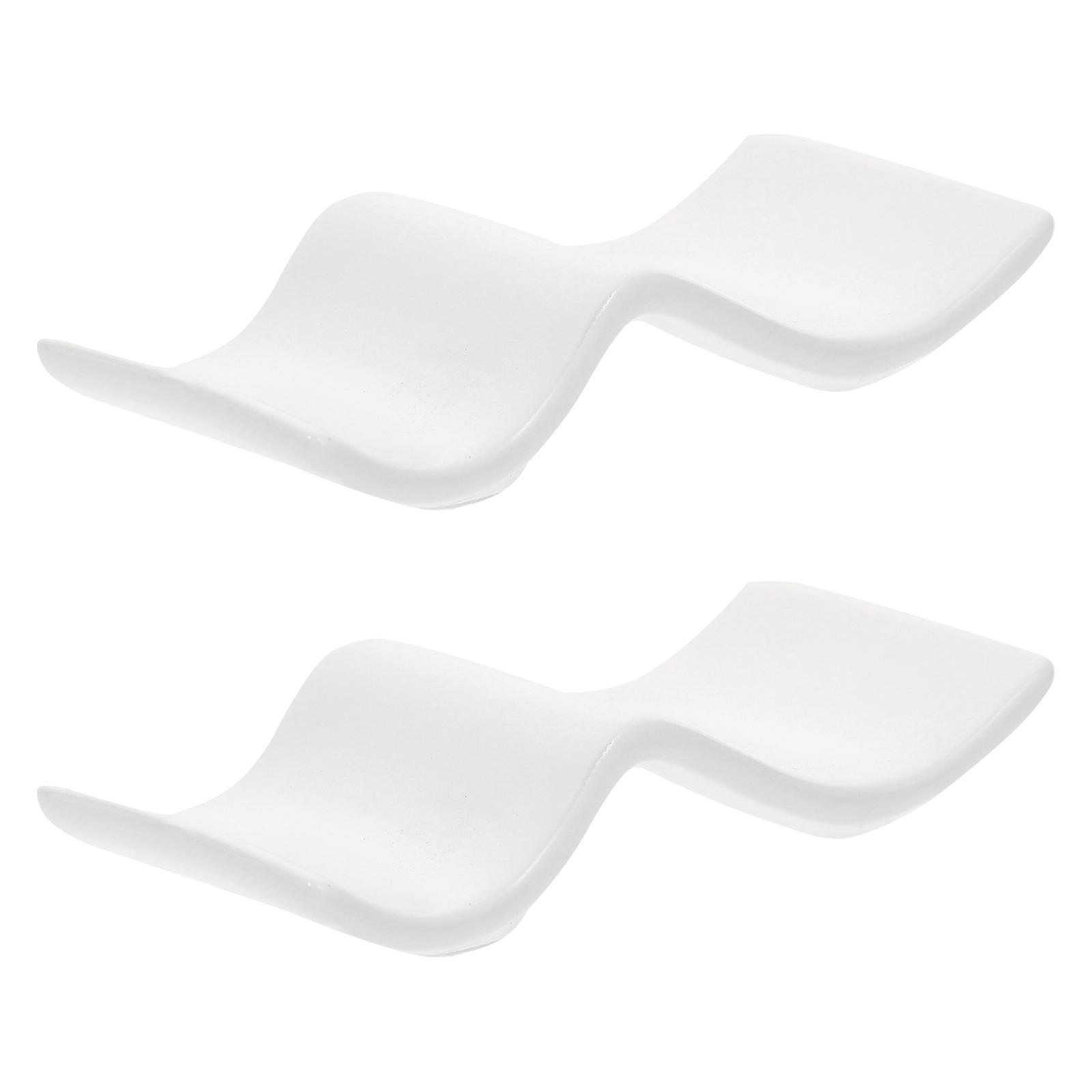 2 Pcs Ceramic Chopstick Rest, , Smooth Surface, Spoon Stand Fork Holder, Table Decor, Practical Dinner Supplies for Elegant Dining