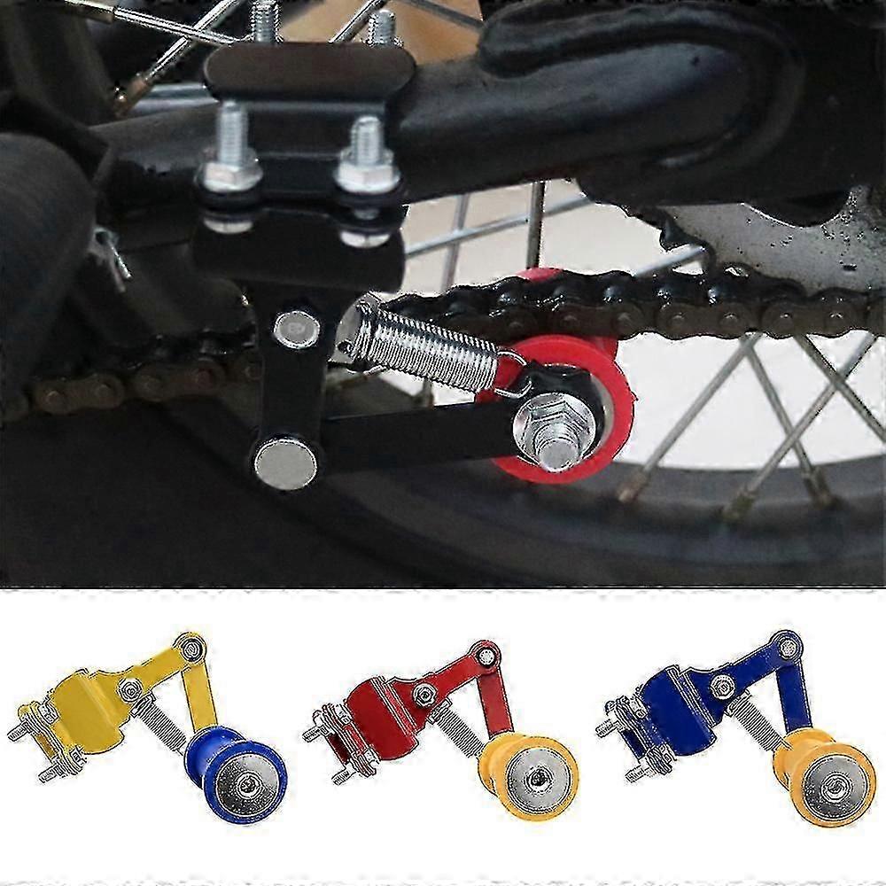 Chain adjustment tool for motorbike with roller accessory