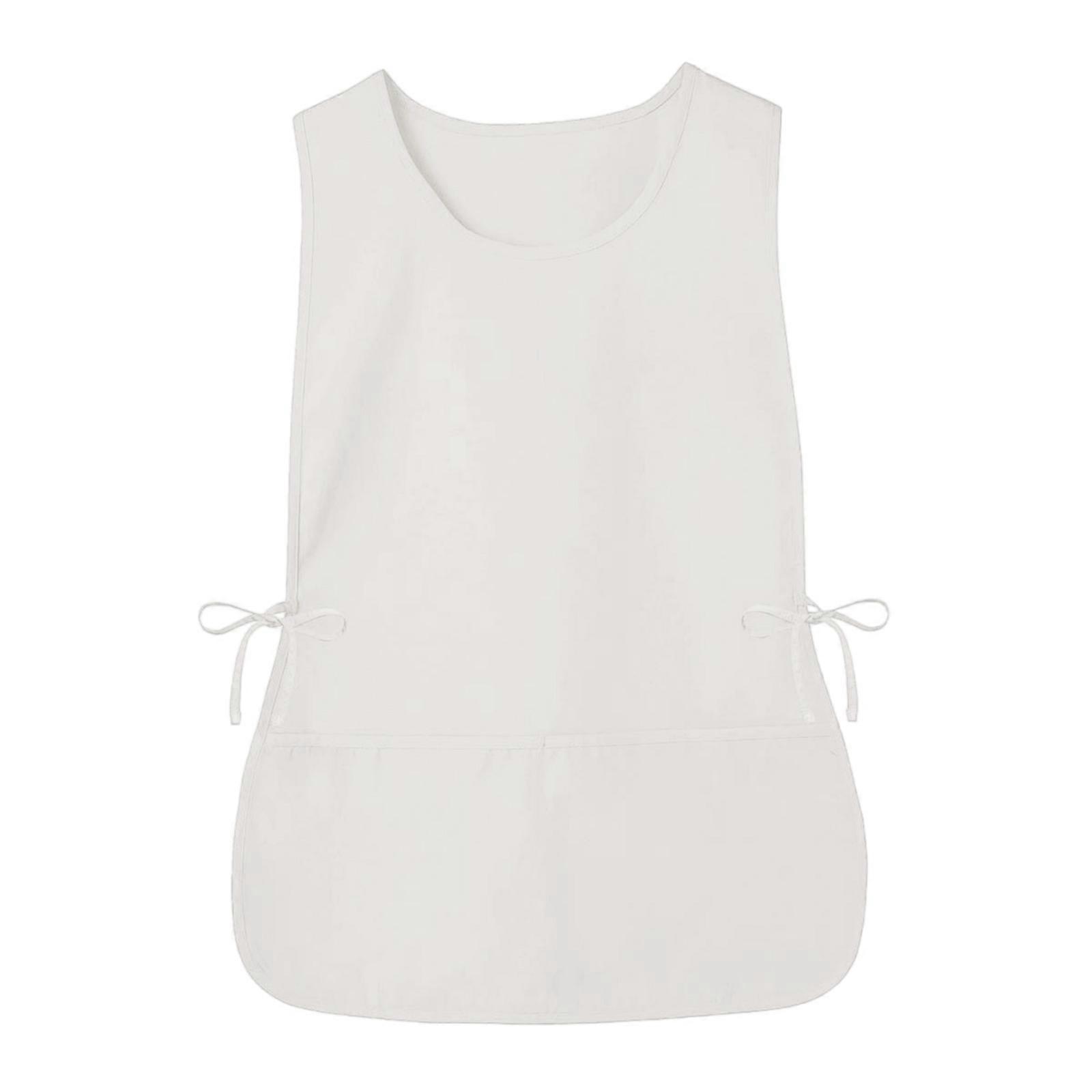 Professional Adjustable Side Strap Barbers Apron Stain Resistant Polyester Vest Apron with 2 Deep Pocket Salon Essential White S