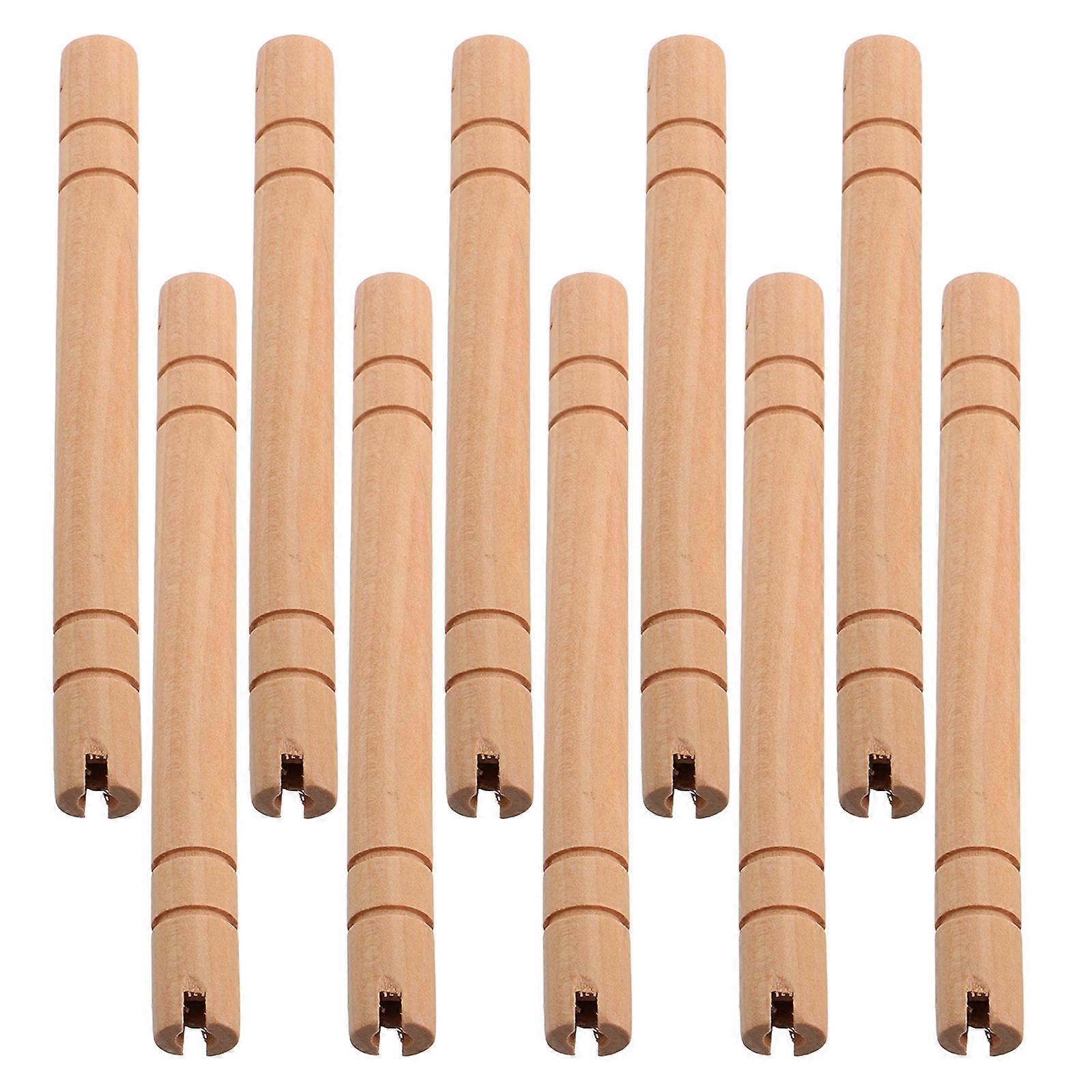 Diy Fan Handle Wooden Round Preventing Slipping For Competitions 10Pcs
