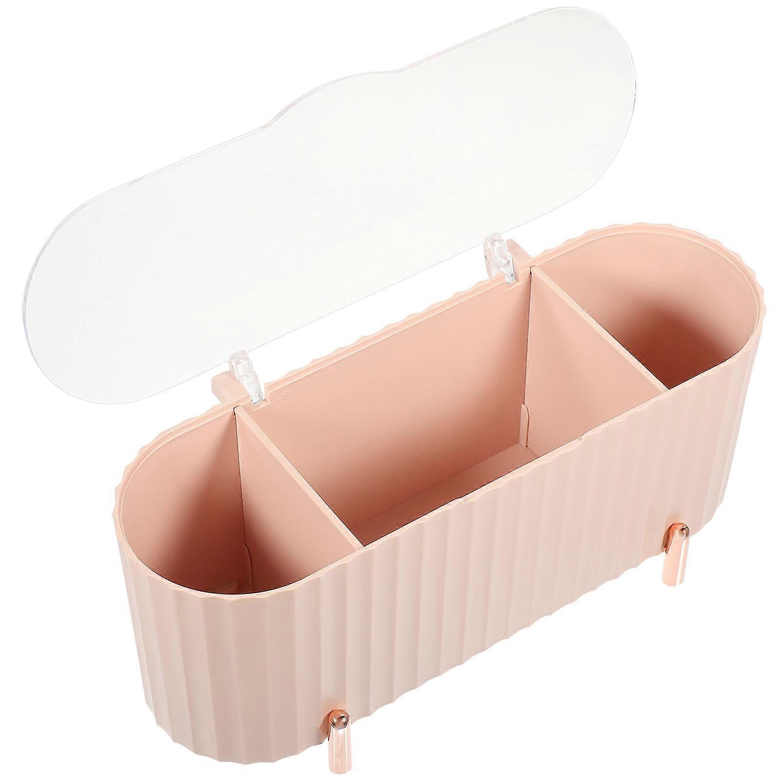 Makeup Organiser Holder Dustproof Storage Box Powder Puff Case Bathrooms 21.3x8.5x9.1cm 1Pcs