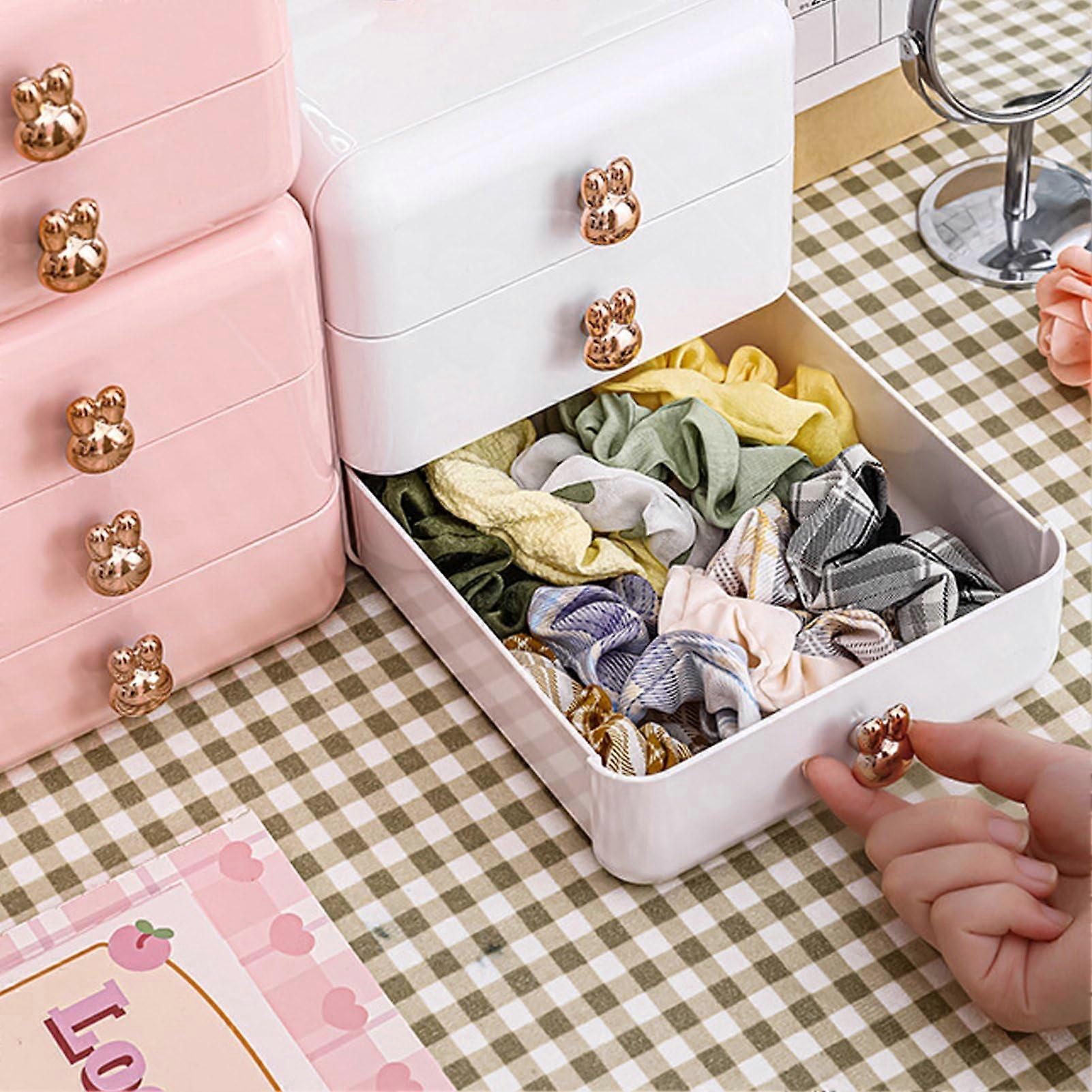 Stylish desktop drawer for jewelry, Haccessories, and small items storage box (2layer pink)