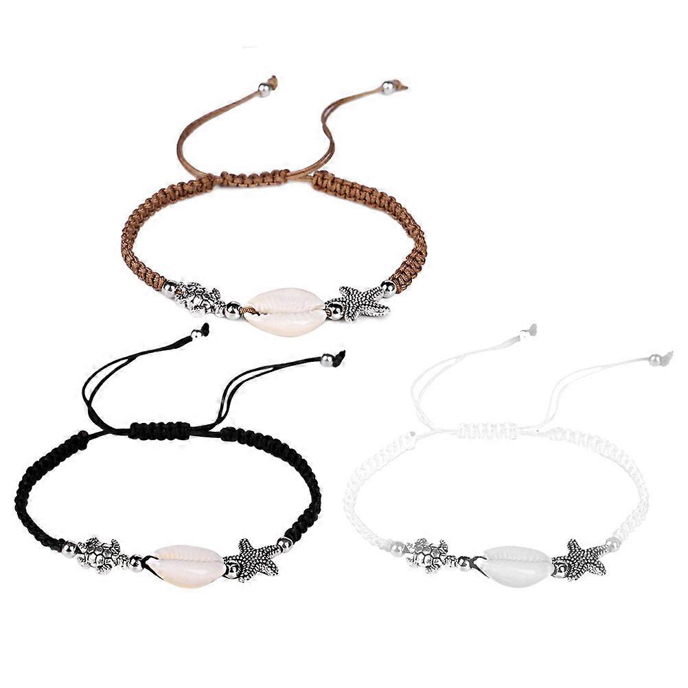 Brățări drăguțe Brățări pentru doamne Brățări țesute manual pentru femei Îmbrăcăminte casual Culoare cafea 3Buc