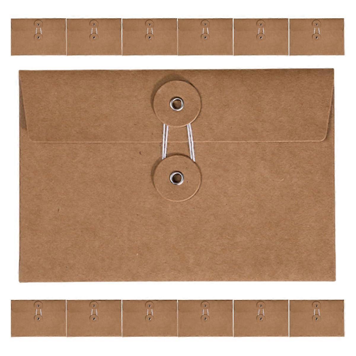 20 Vintage Kraft Paper Envelopes with String Closure for Office Files, Greeting Cards, and Stationery Organizer