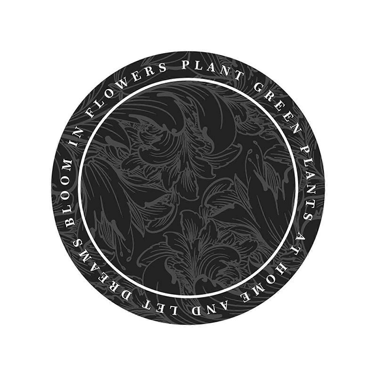 Elegant Round Place Mats Set of 6, 33 cm Dark Grey PU Leather Non-Slip Dining Table Placemats with Tropical Leaf Pattern