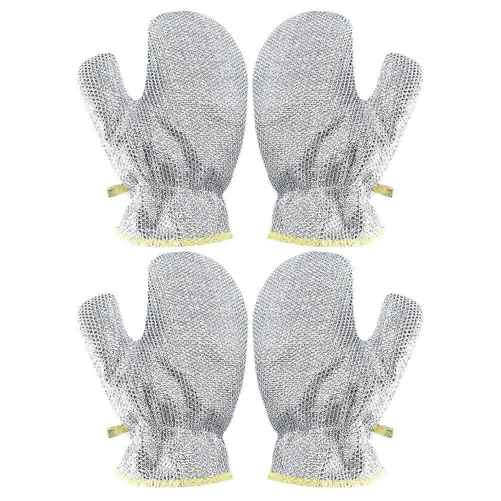 Silver PVC HeavyDuty Kitchen Scrubber Gloves with NonScratch Wire for Easy Stain Removal and Hand Protection