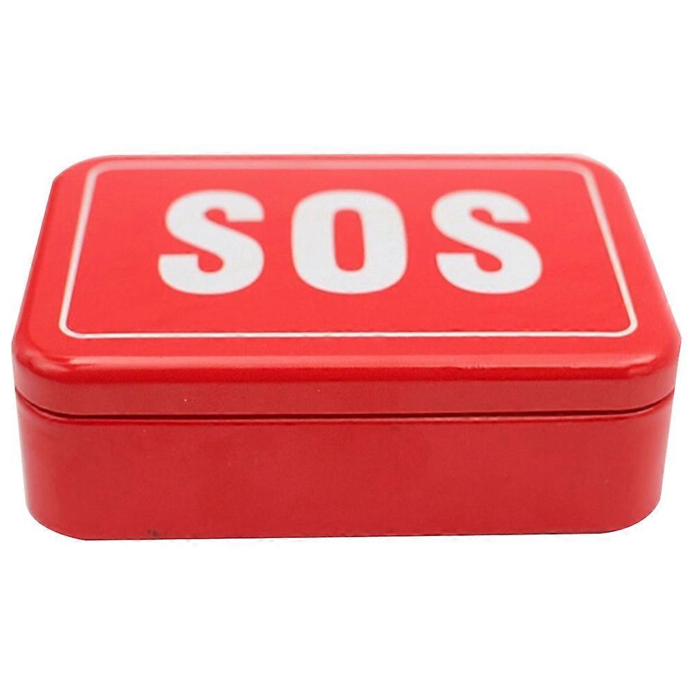 SOS Outdoor Survival Box for Storage in Emergency Situations Made of Metal Red Color Lightweight and Easy to Carry 4x6x2 inches