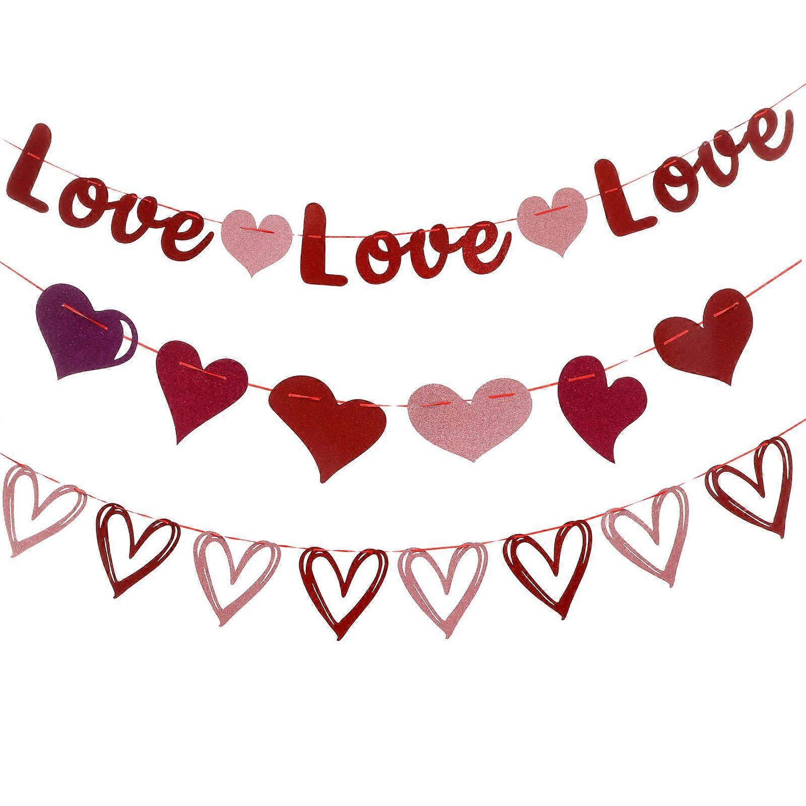Valentines Day Banner Decorations Valentines Day Banner Love Banner Heart Paper Banner Store Decoration Shopping Mall 200CM Reusable