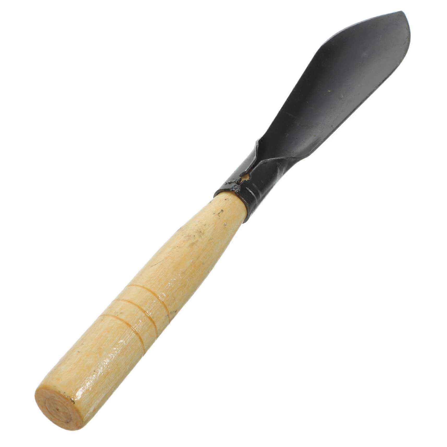 Garden trowel with wooden handle, sturdy hand spade for digging plants and vegetables.