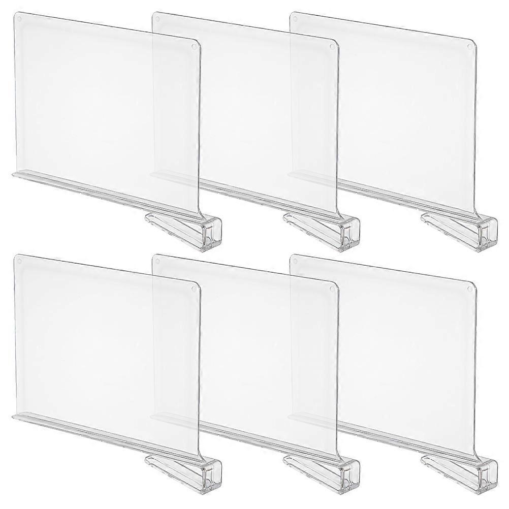 Clear Shelf Dividers 6PCS Compact Lightweight Storage Organizers for Closet, Kitchen, Office and Bedroom Shelves Wardrobe Separators for Cabinet