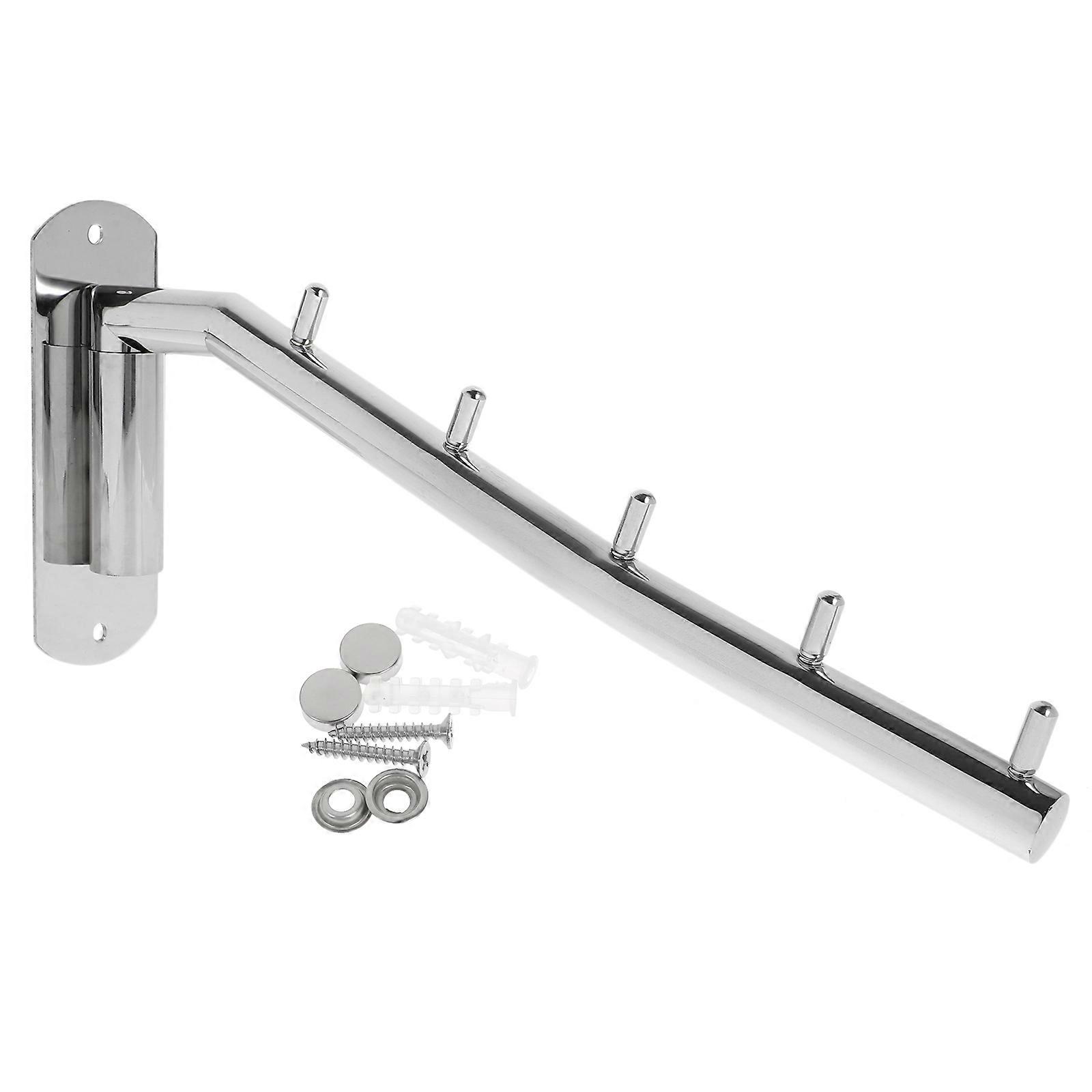 Multi-Functional Wall Mount Clothes Hanger Rack Rotatable for Homeowners Silver 29 x 12 x 2 Cm 1Pack