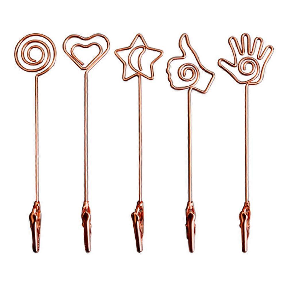 10PCS Double End Meal Memo Holder Adjustable Clip Photo Display for Home Office Circle (Rose Gold)