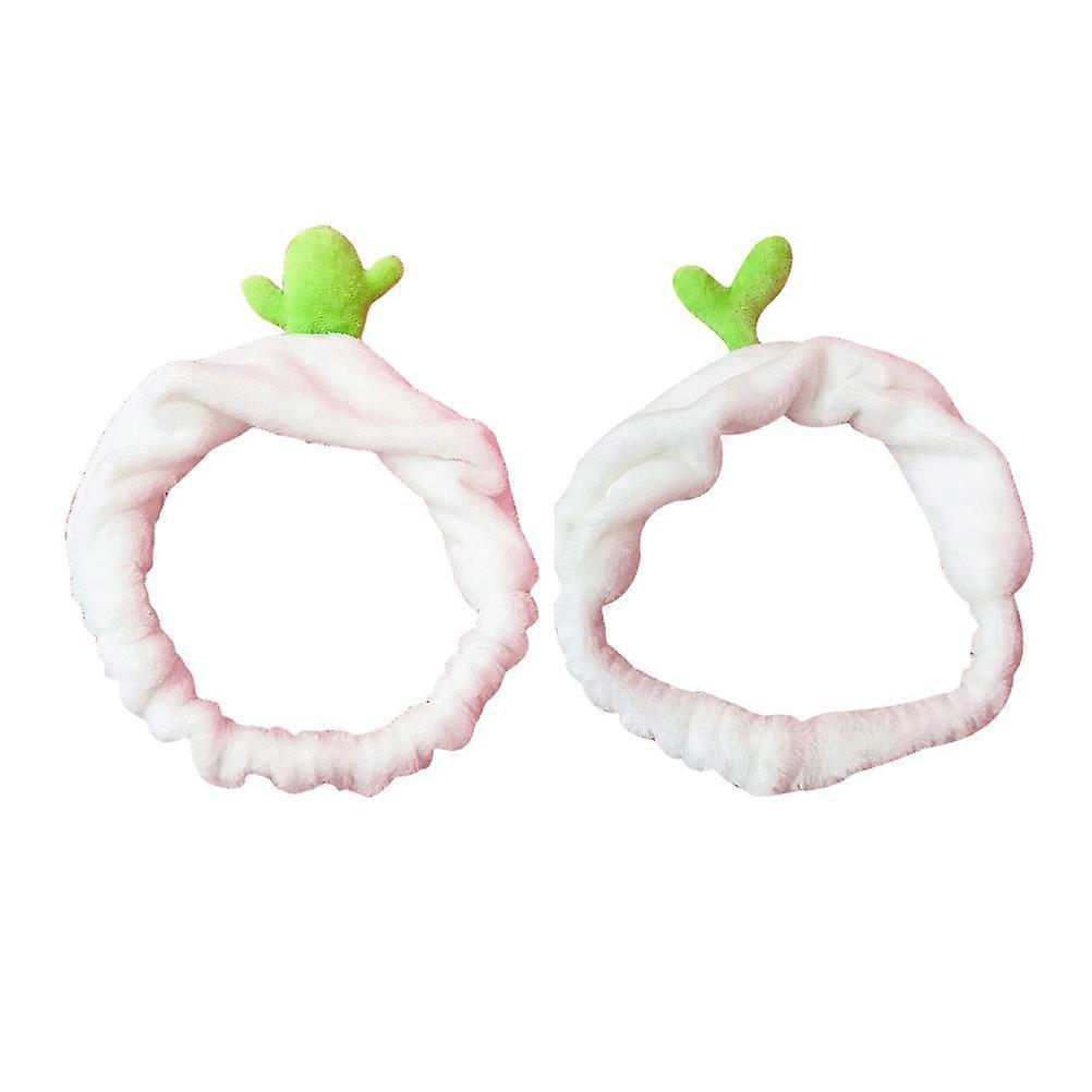 Cute Headband For Spa Facials Wash Face Cactus Bean Sprout 15x15cm 2Pcs