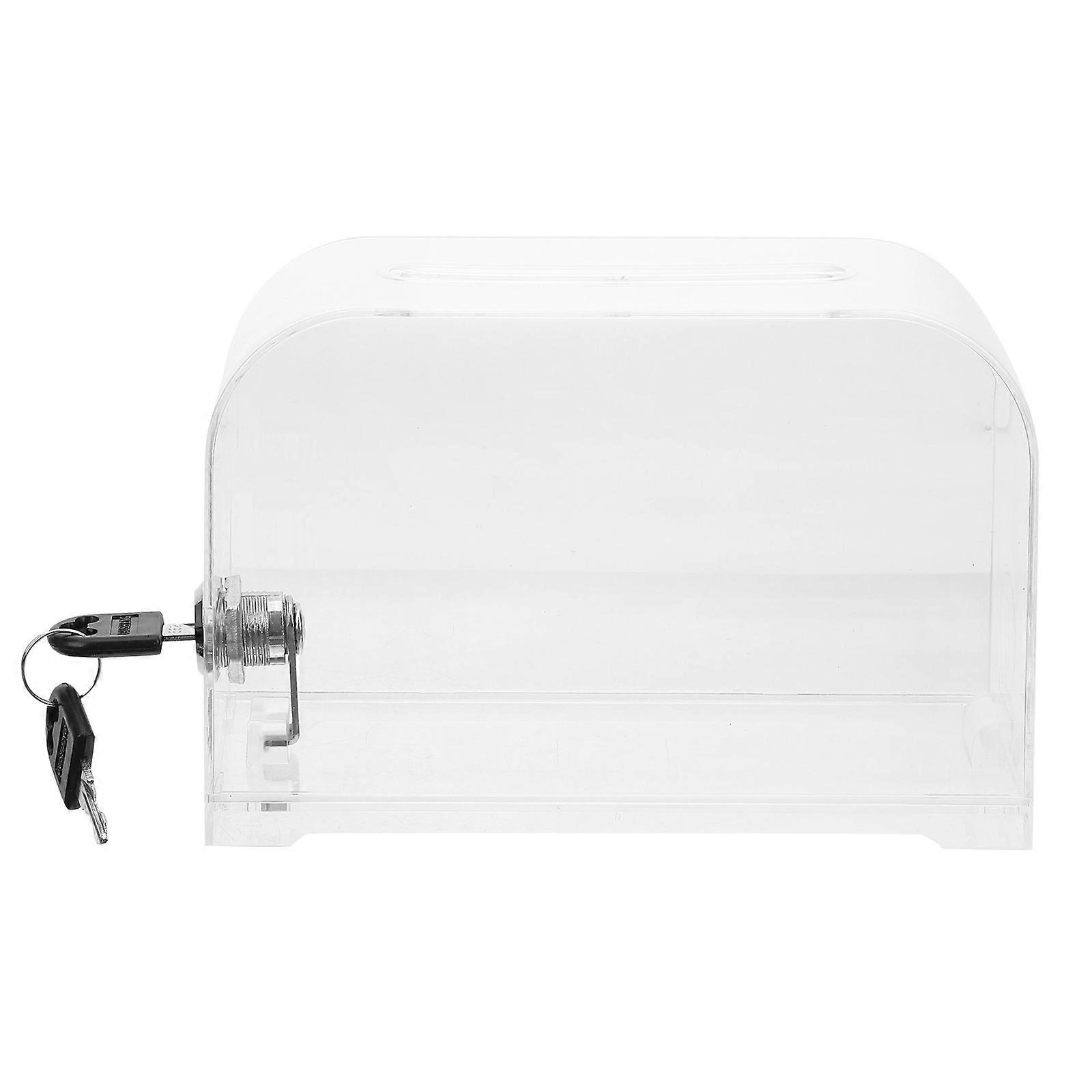 Transparent Business Card Holder with Lock Secure Desktop Storage Box for Office, Conference, and Travel Use Neat & Organized Display Case for