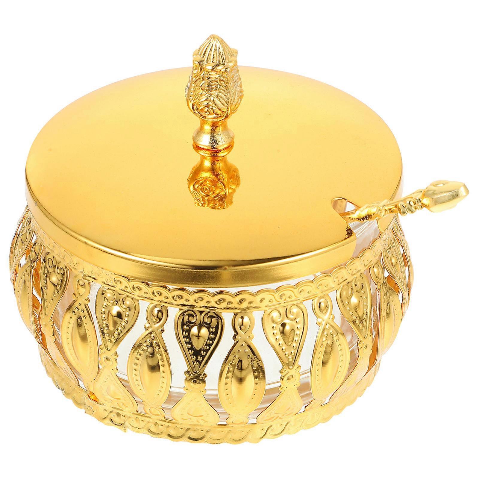 Spice Storage Container European Style Salt and Spice Container for Home Users 9.40X9.20X9.20CM Square Iron Food Storage 1Set