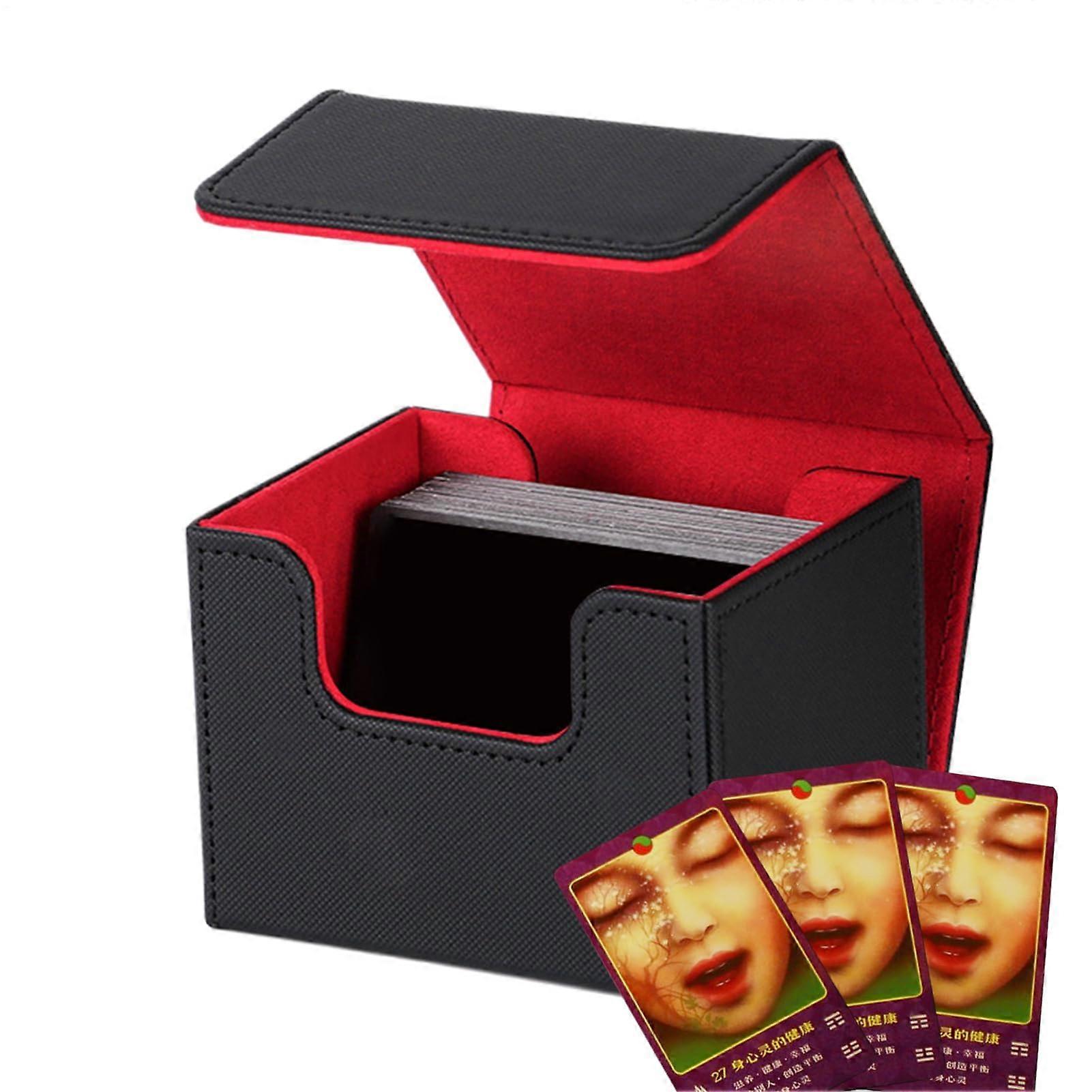Card Game Storage Box - Large Portable Carry Case for 120+ Cards, Shockproof Protection, Black/Red, Ideal for Game Nights and Travel
