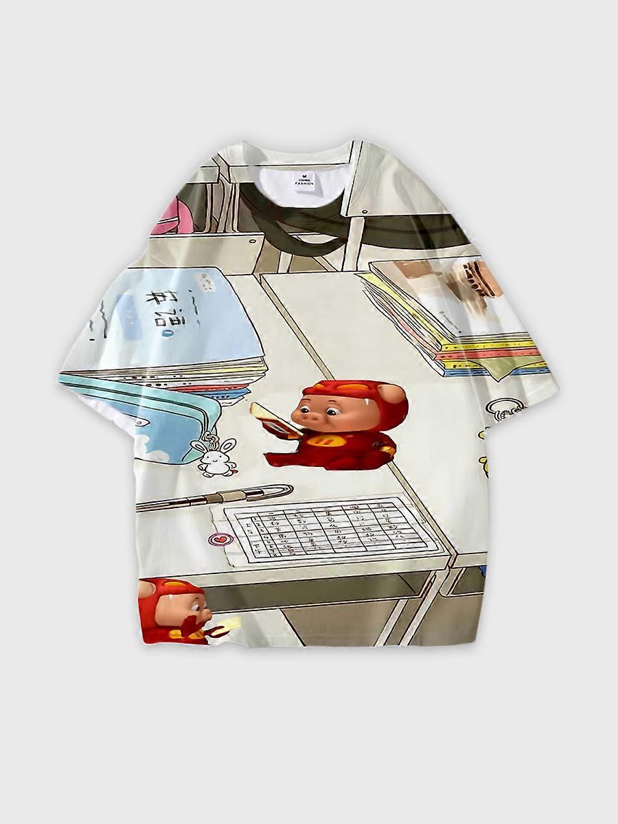 T-shirt round neck Animation Role Pattern loose short sleeve D27