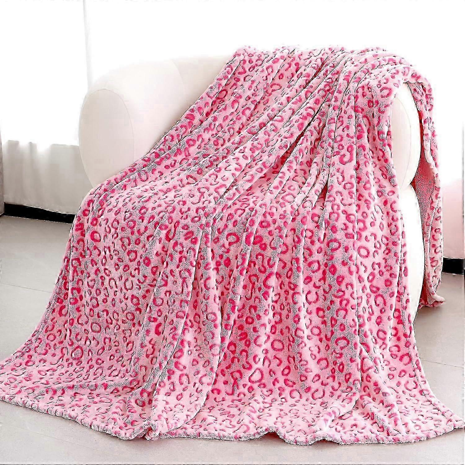 unique Pink Leopard Print Blanket Warm Blanket Pink Soft Lightweight Blanket Pink Throw SZRH A-W