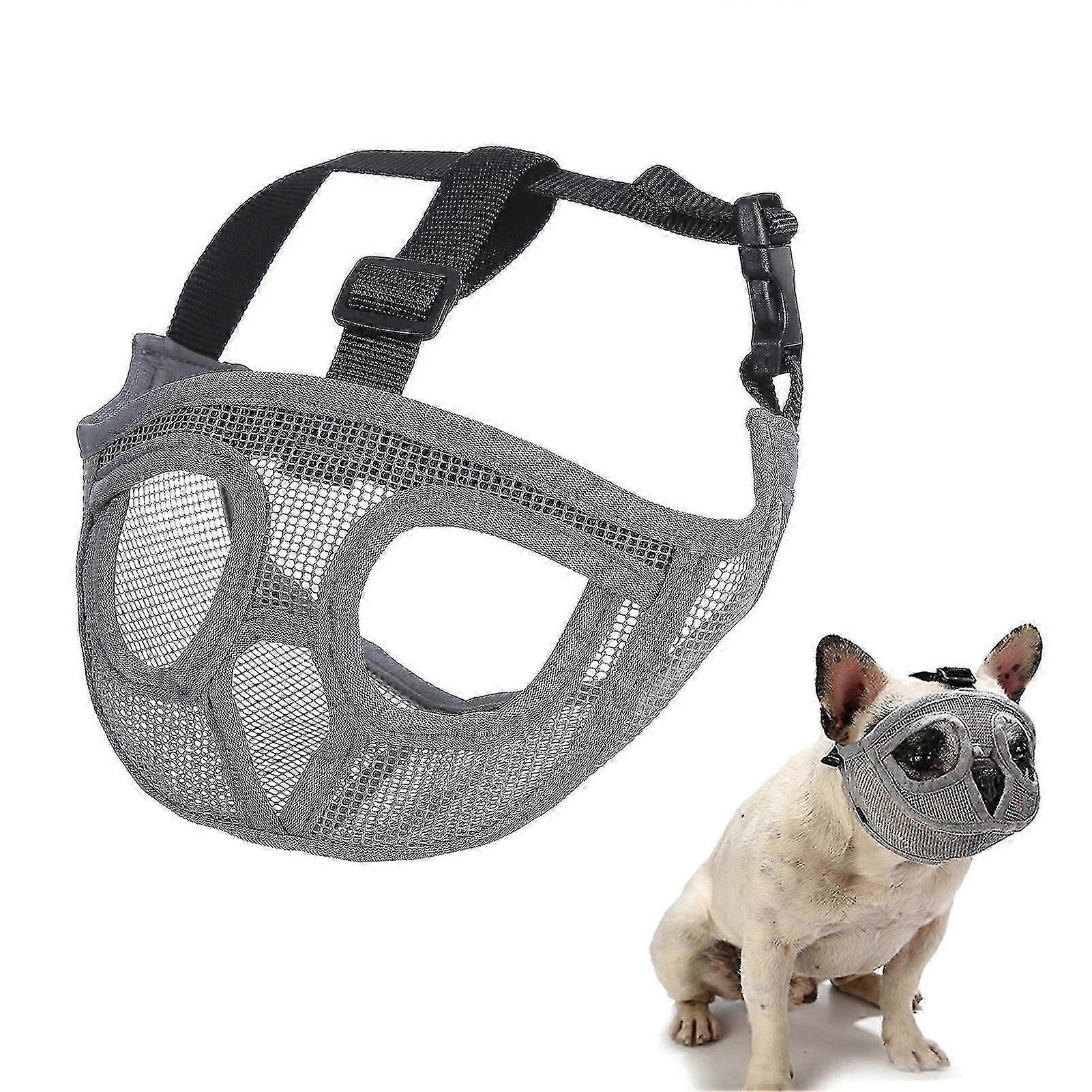Breathable mesh muzzle for bulldog - Adjustable short snout design