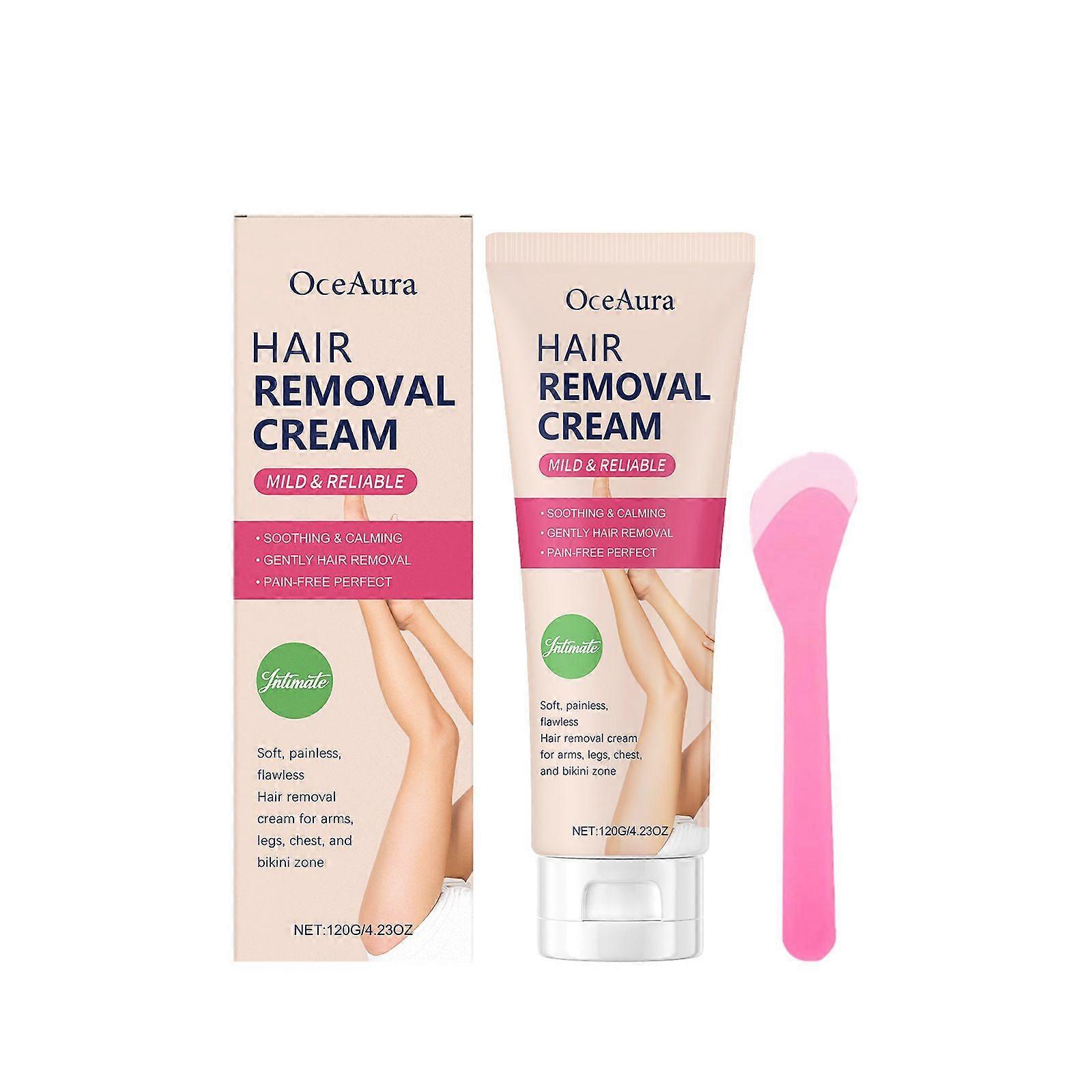 Hair Removal Cream for Women: Effective Painless Flawless Depilatory Cream for Arms Legs Chest and Pubic Area - Suitable for All Skin Types 120g