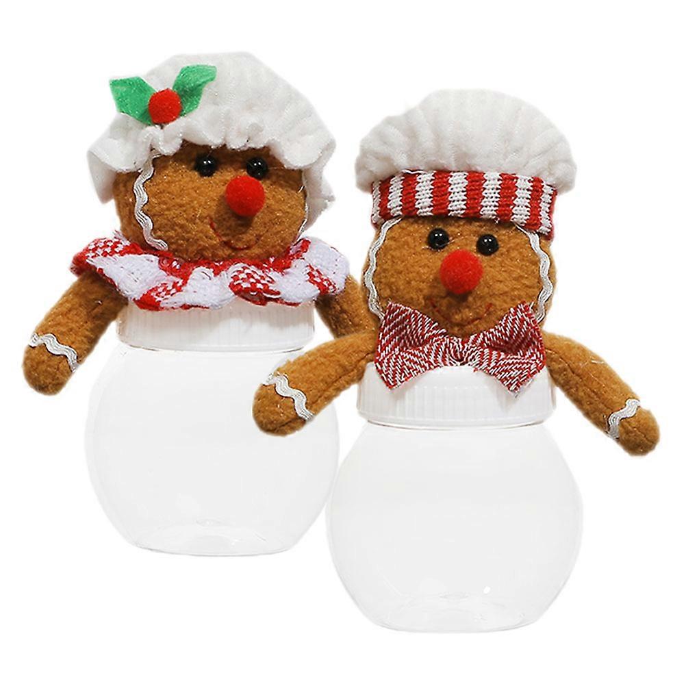 Gingerbread Man Cookie Jars Cartoon Gingerbread Man Shape Candy Container Birthday Party Sealed Storage Plastic 15X7X7CM 2Pcs