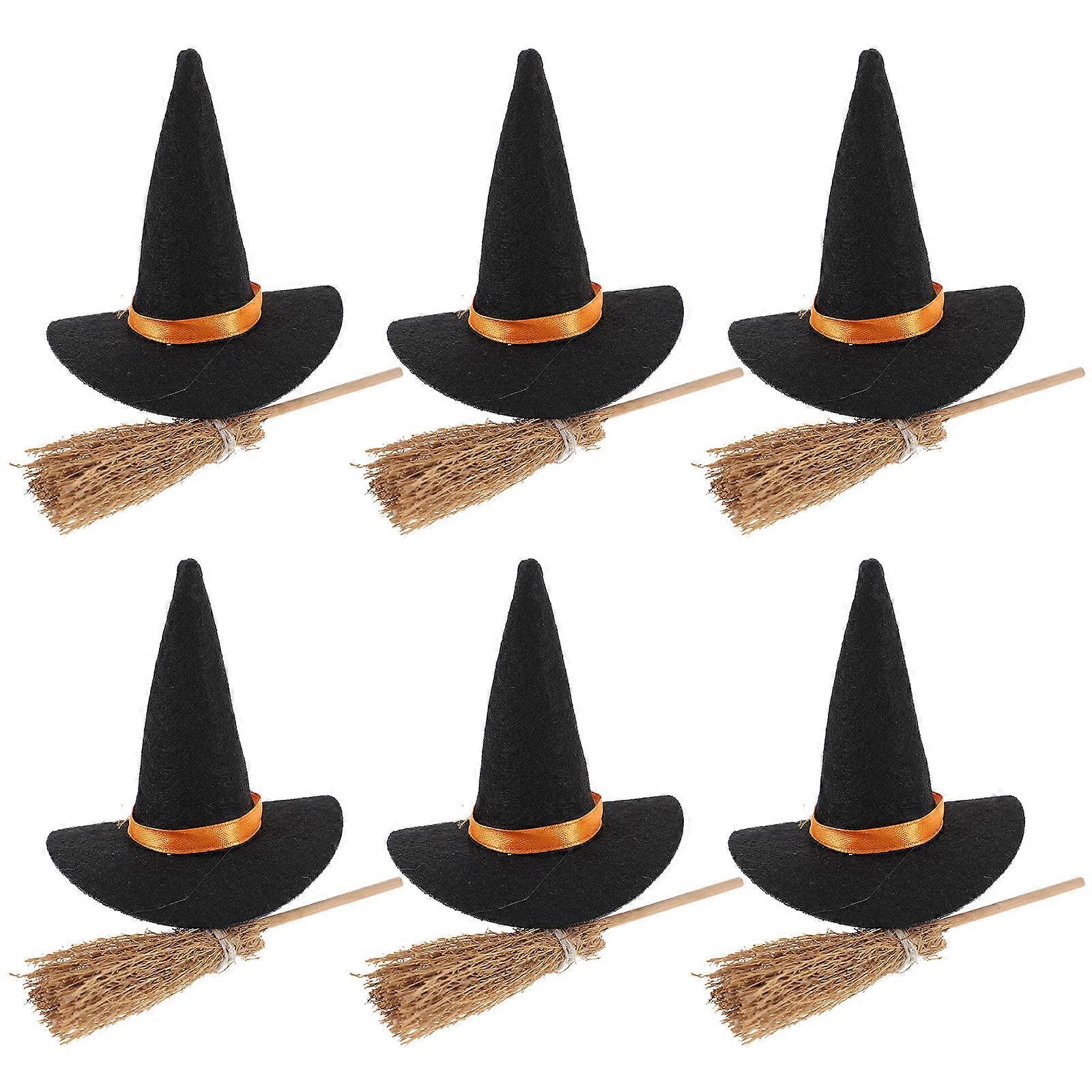 7 Set Halloween Hats and Brooms Halloween Decorations Witch Craft