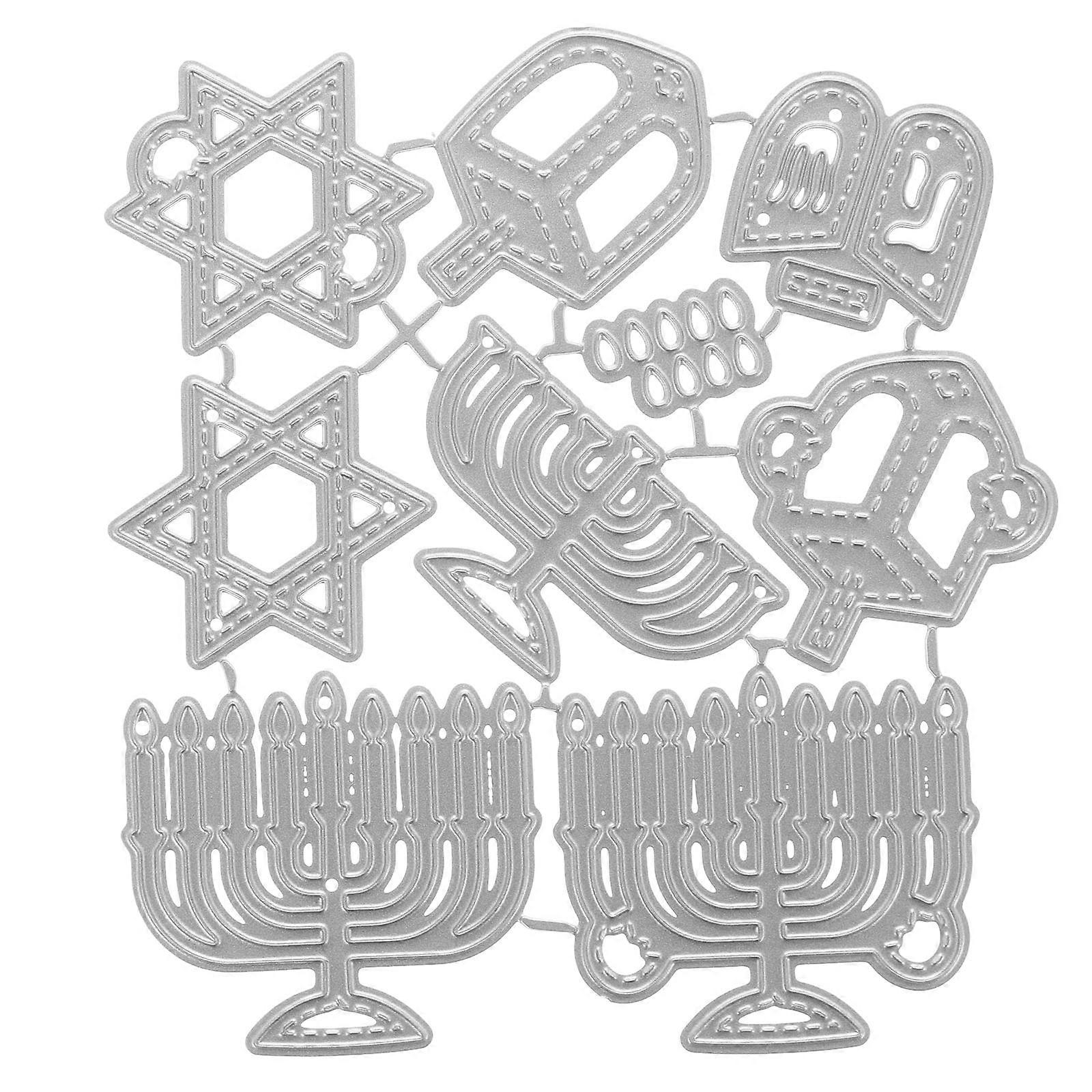Carbon Steel Hanukkah Metal Stencil for Paper Crafting 1 Set Hanukkah Themed Cutting Die for DIY Albums Greeting Cards Scrapbooks