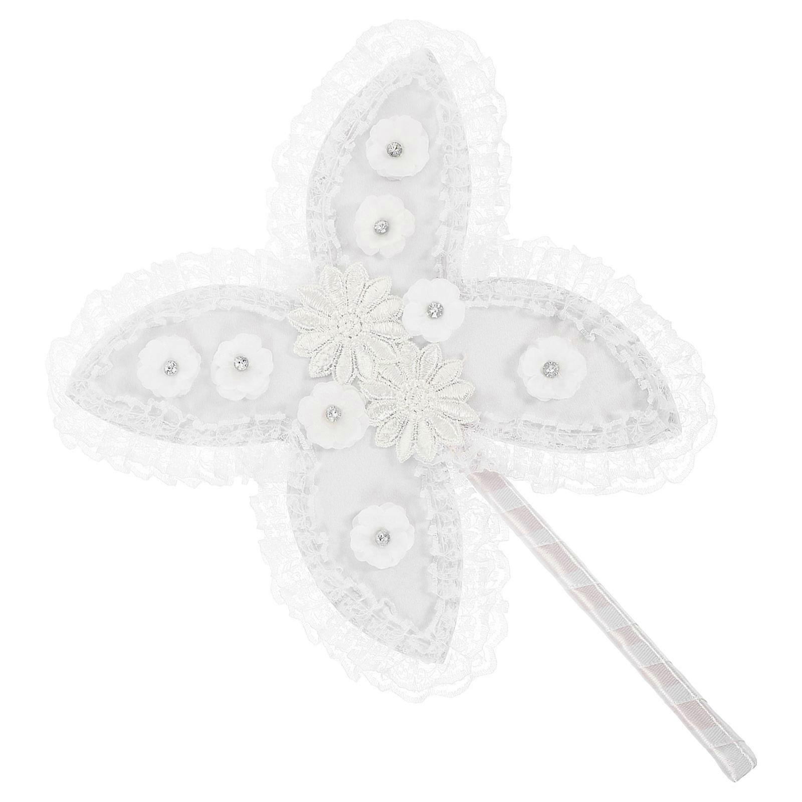 Elegant Butterfly Shaped Bridal Fan with Lace Handheld Design for Weddings and Performances – Lightweight and Convenient