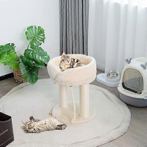 Cat tree cat scratching post with soft sisal tower for cats beige.
