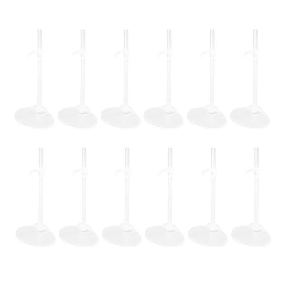 White Plastic Doll Stand Rack with Adjustable Support for Firm Display 12 Pieces