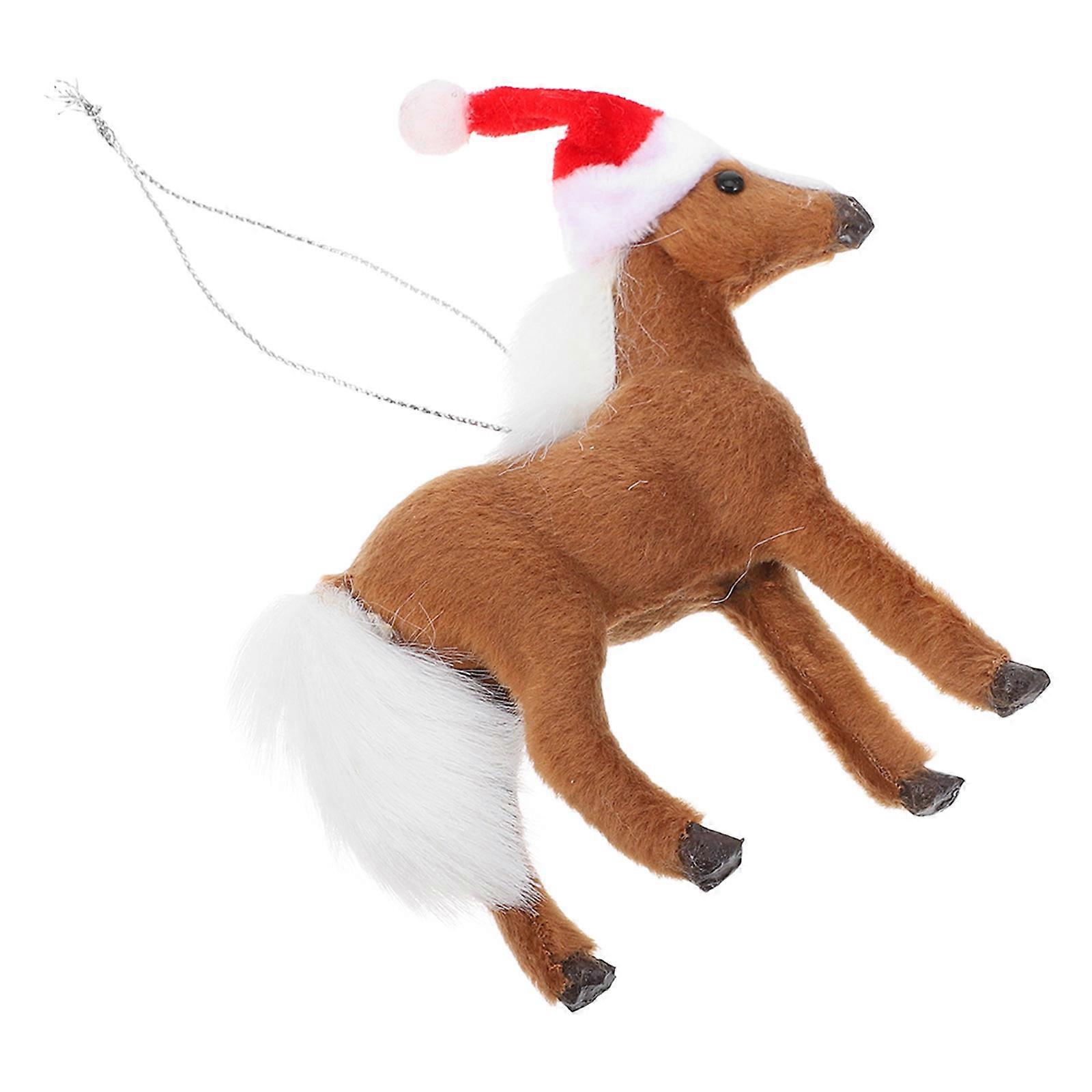 Charming Mini Horse Christmas Decoration For Fireplace Accent With Hanging Feature In Coffee Color 1Pack