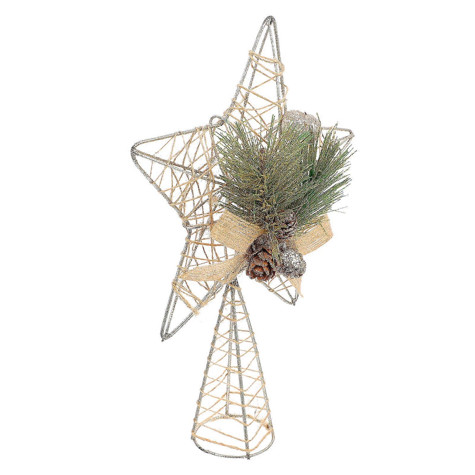 Christmas Tree Star Decor with Hollowout Design Made of Iron in Assorted Colors for Tree Topper 1pc