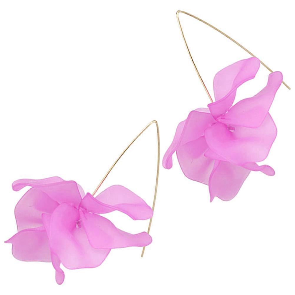 Violet Flower Drop Earrings for Women Lightweight Floral Dangle Earrings for Daily Wear and Special Occasions
