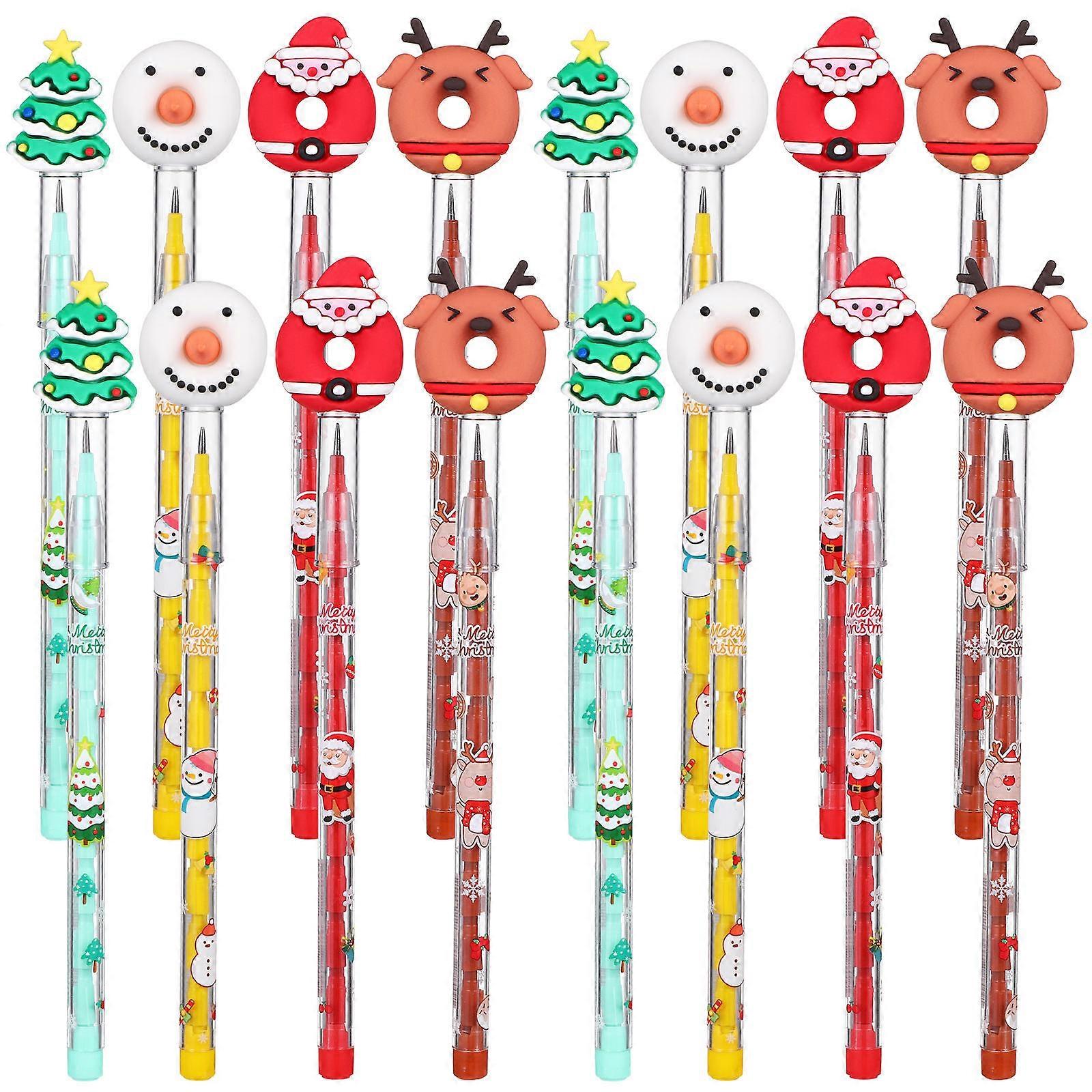 Party Favors For Kids Christmas Design Comfortable Grip Assorted Color No Sharpening Needed 16 Pcs