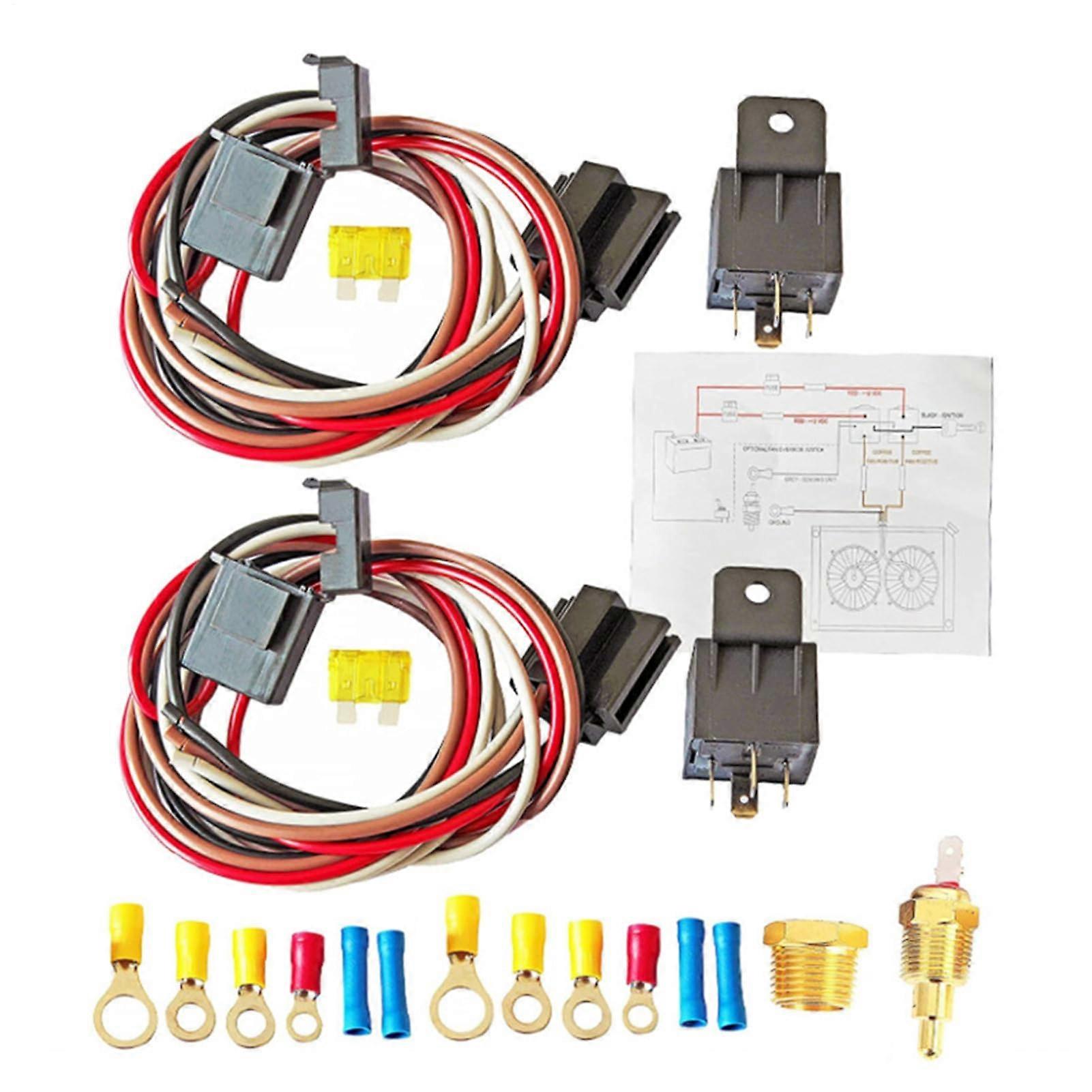Radiator Fan Relay Kit 12V 40A Waterproof Replacement Motor Cooling Fan Relay For Rainy Weather With Temperature Sensor