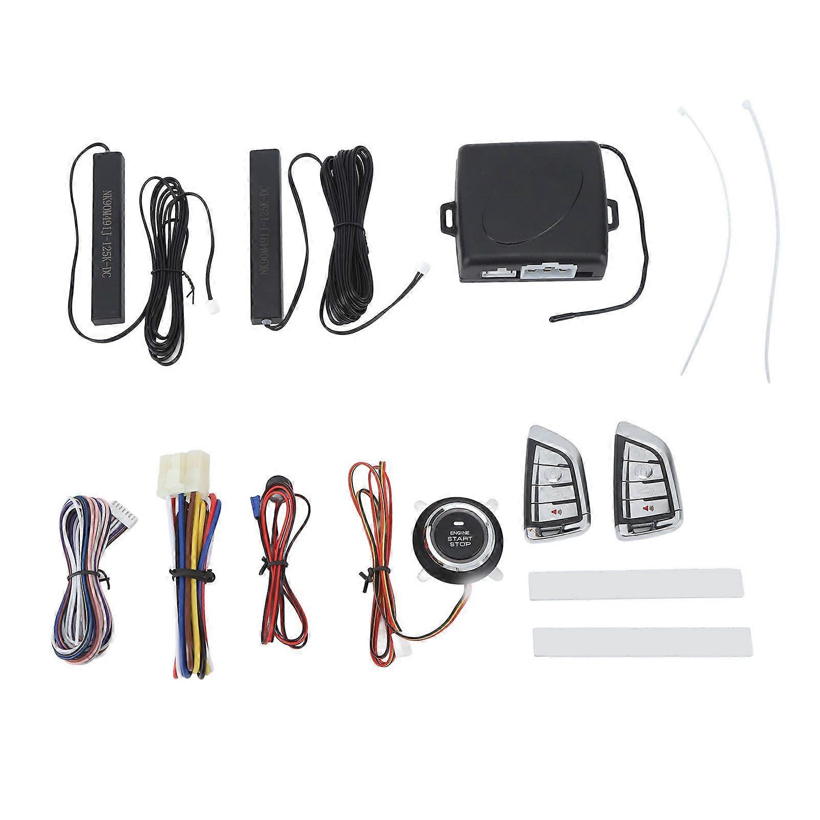 universal car alarm kit with one button start and remote