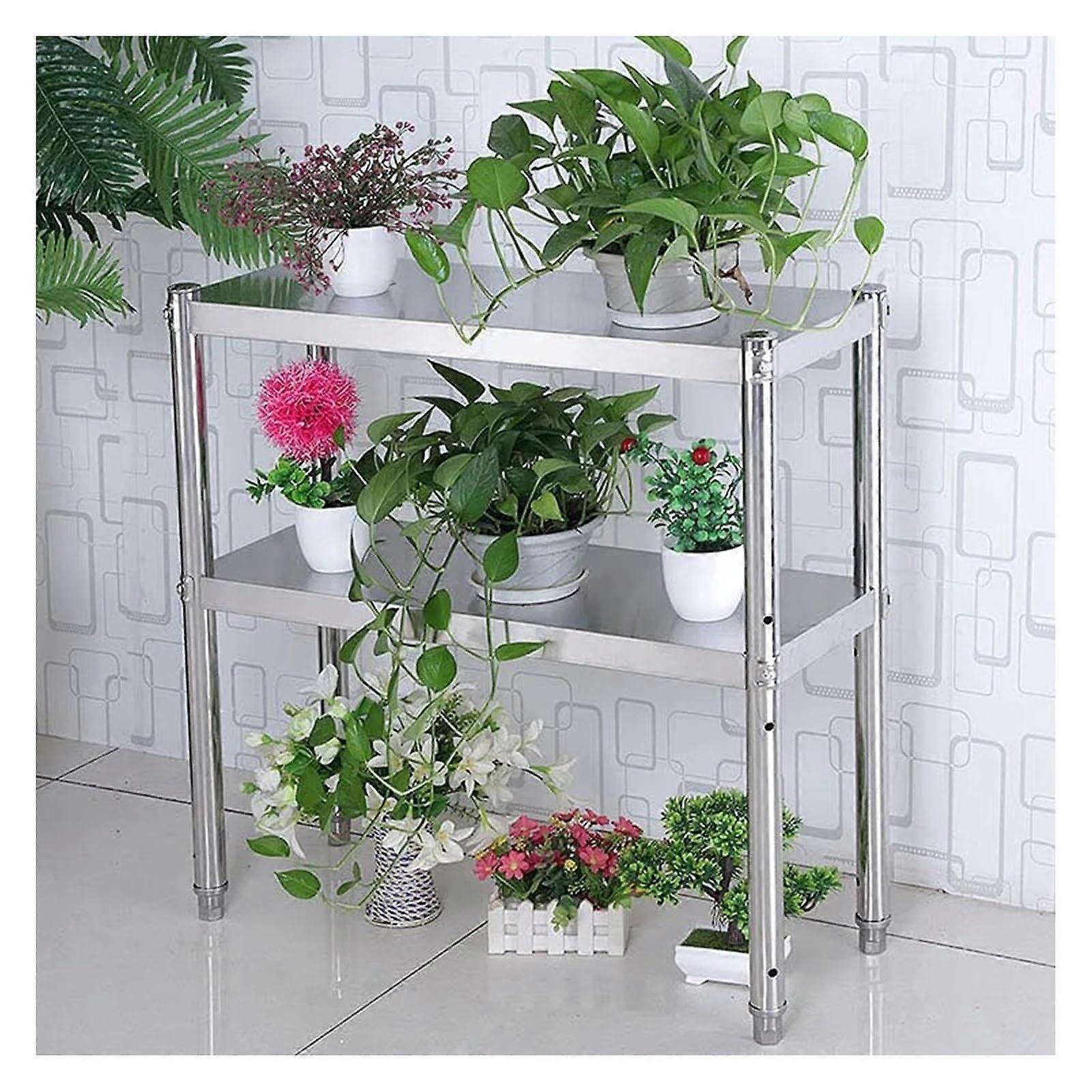 Robust 2tier stainless steel worktable – adjustable height, 60 x 40 x 80 cm for kitchen and workshop