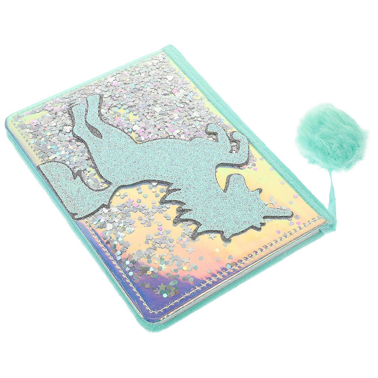 Writing Notebook Lovely Fluffy Notebook For Girls Daily Life Green Color 20.5X15CM 1Pcs