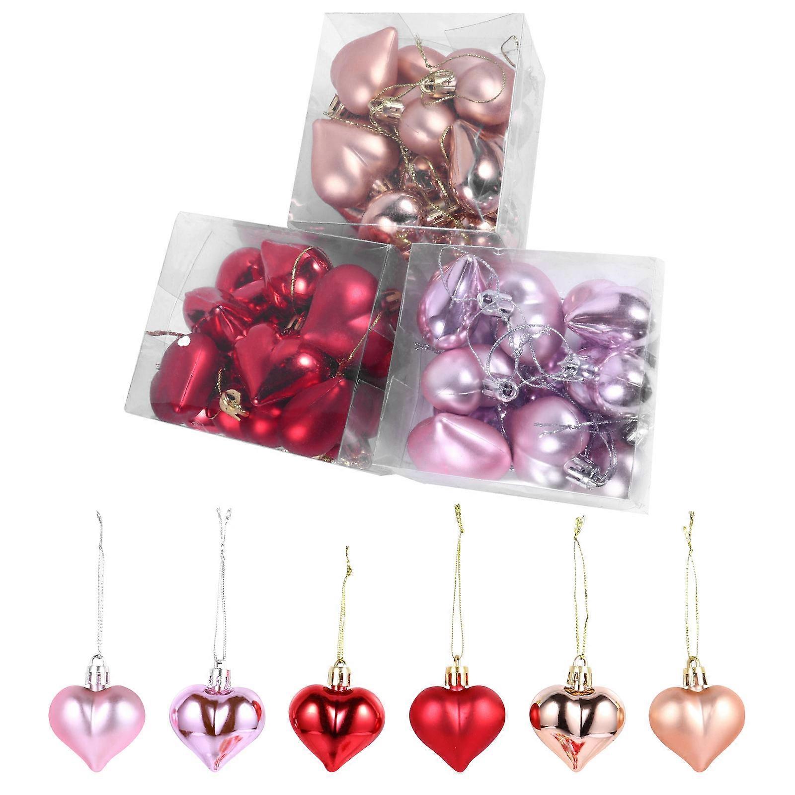 Heart Shaped Decoration 36Pcs Plastic Ornaments Romantic Style For Valentine's Day And Party Layout