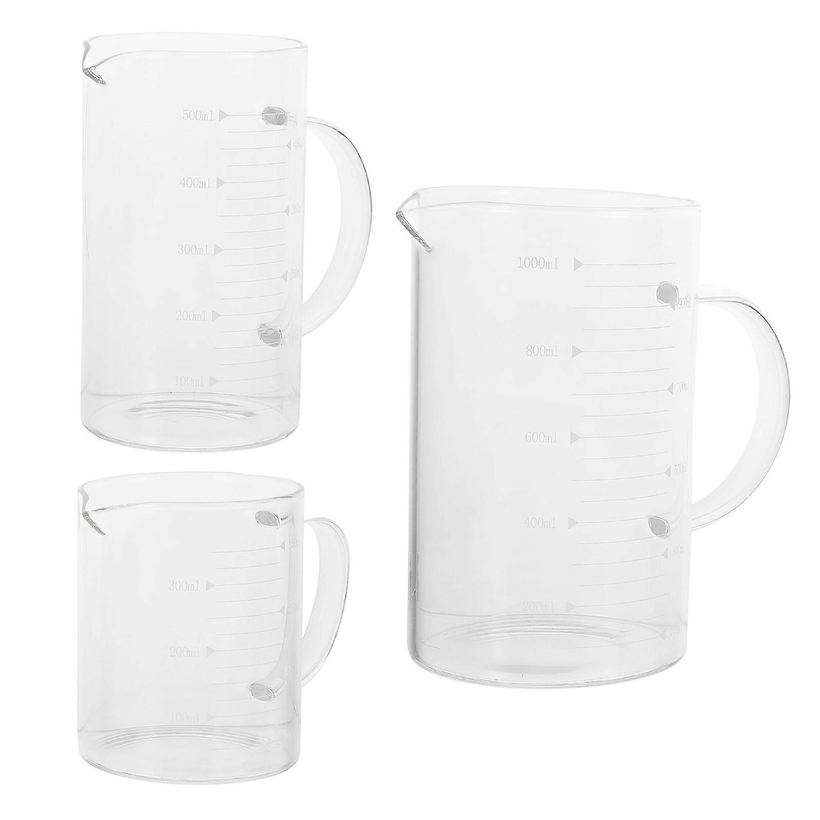 3pcs Glass Measuring Cups, Clear Transparent Graduated Mixing Cups for Baking and Liquid Measurement, Versatile Measuring Tools