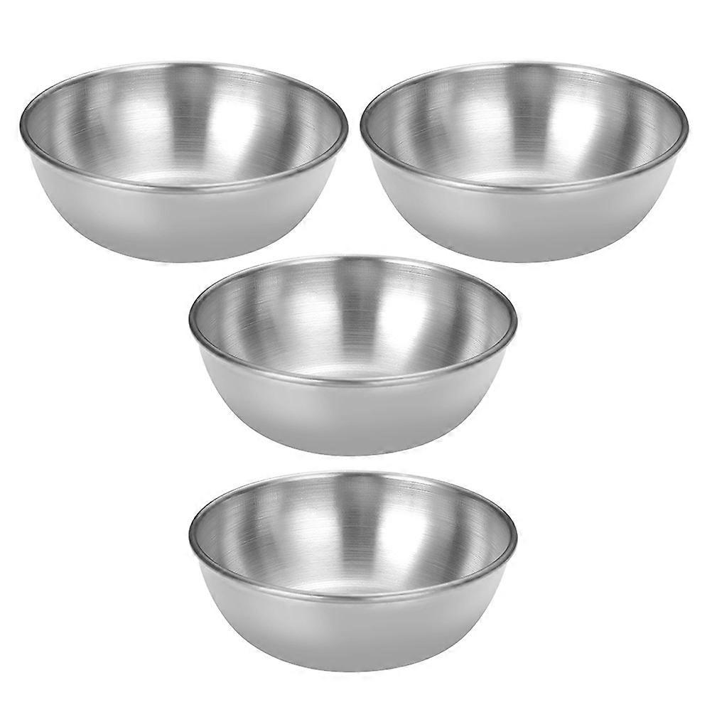 Silver Stainless Steel Sauce Dishes 4Pcs Designed For Various Occasions Perfect For Dipping And Storing Seasonings