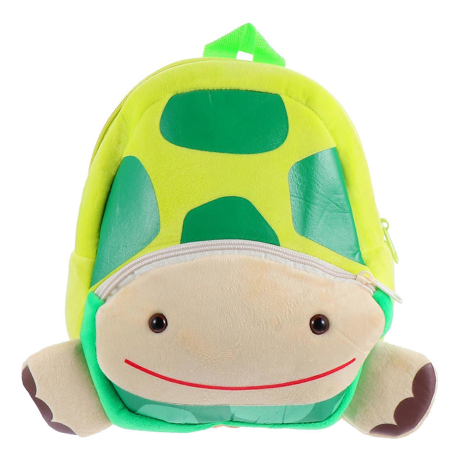 Adorable Children's Plush Backpack Turtle Shape Outdoor Activities Use 26x24x10cm 1Set