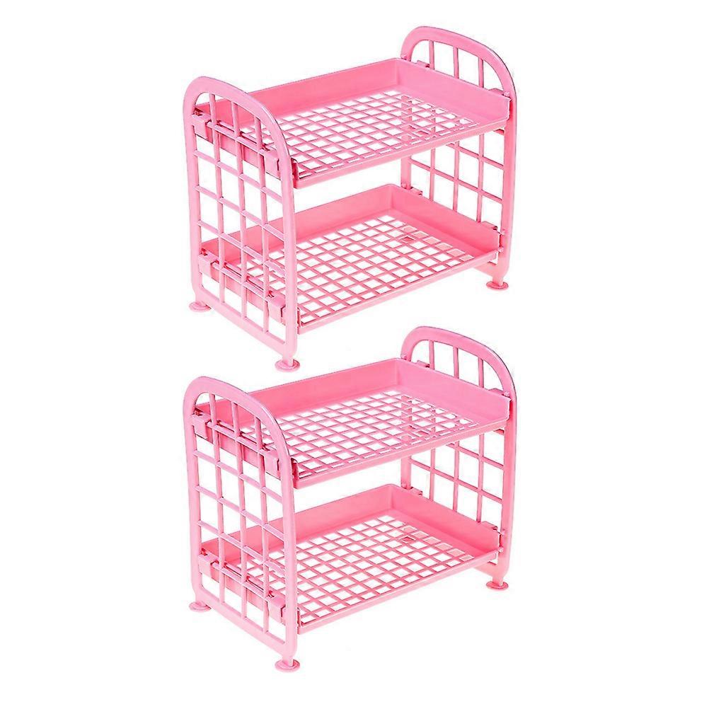 Rosy Double Layers Storage Shelf Organizer for Bathroom Countertop and Desktop 2pcs