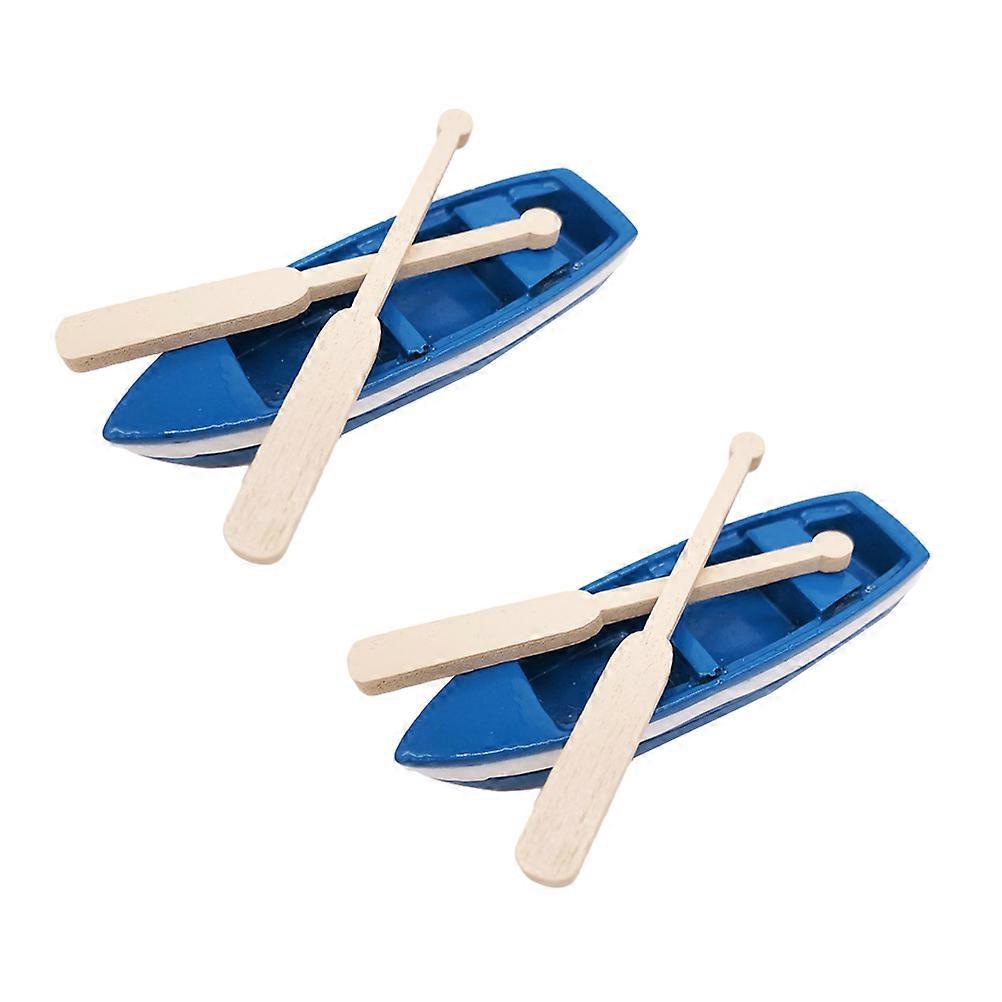 Decorative Mini Boat And Paddles Ornament In 2 Sets Ideal For Micro Landscape Applications Crafted From Resin And Wood