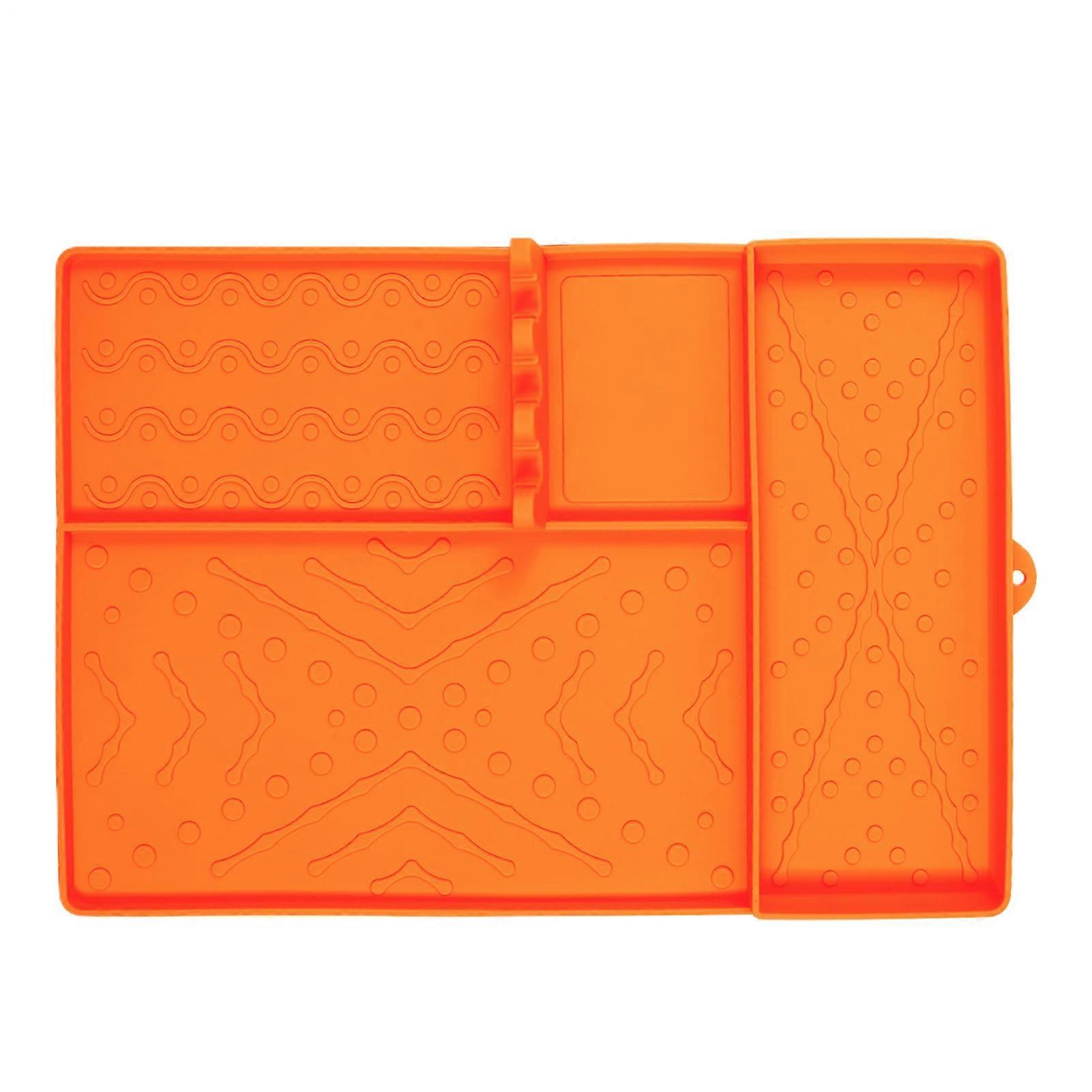 Grill Mat Spatula Pad Set - Heat Resistant, Large Tool Holder, Utensil Storage, Easy To Clean, Orange