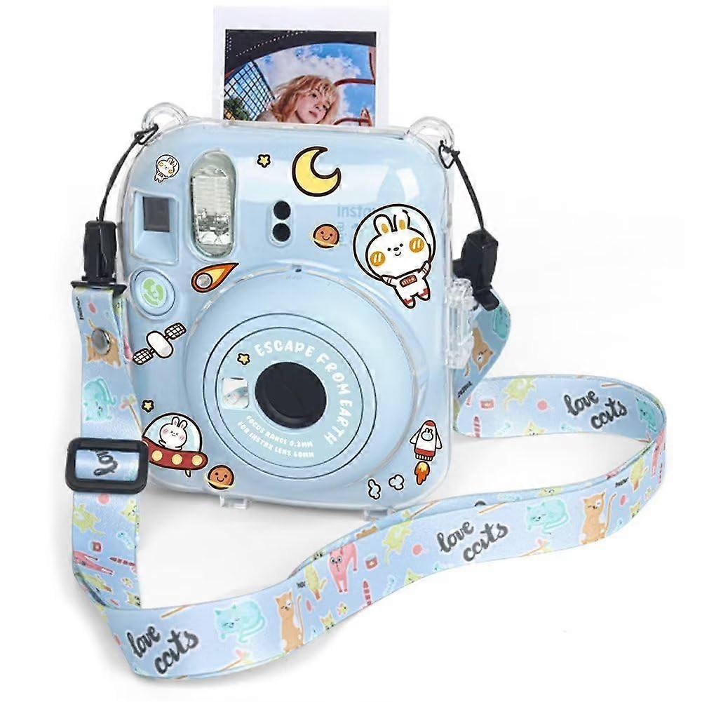 Protective Case Transparent Crystal Shell for Fujifilm Instax Mini 12 Camera, blue