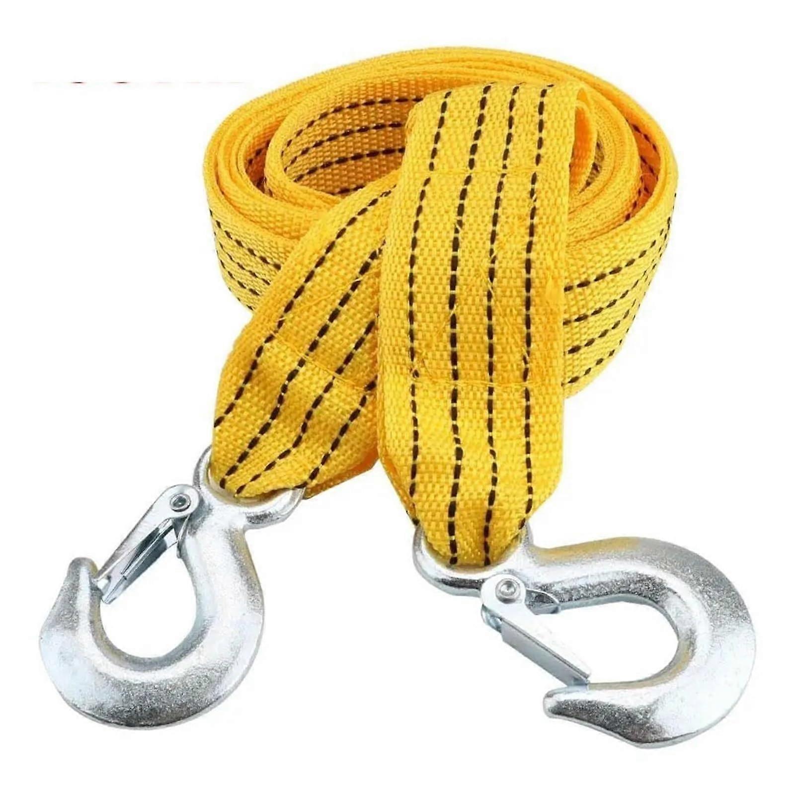 Tow Strap 4M 3 Ton Capacity Nylon Recovery Rope with Steel Hooks for Auto Emergency Towing Off Road Trailer Accessories