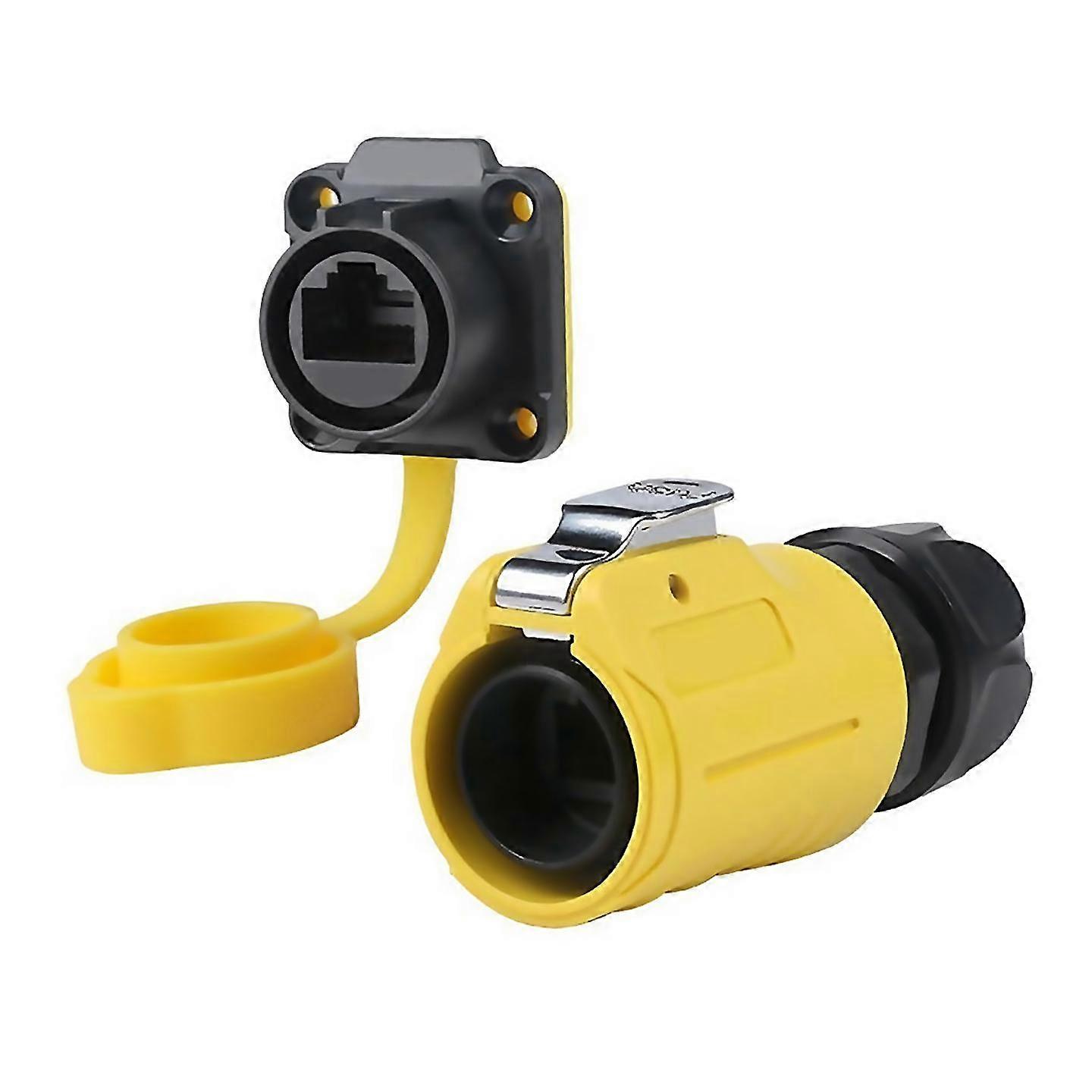 For lp20 rj45 waterproof connector set cat6 ip68 waterproof connector rj45 panel mount socket plug
