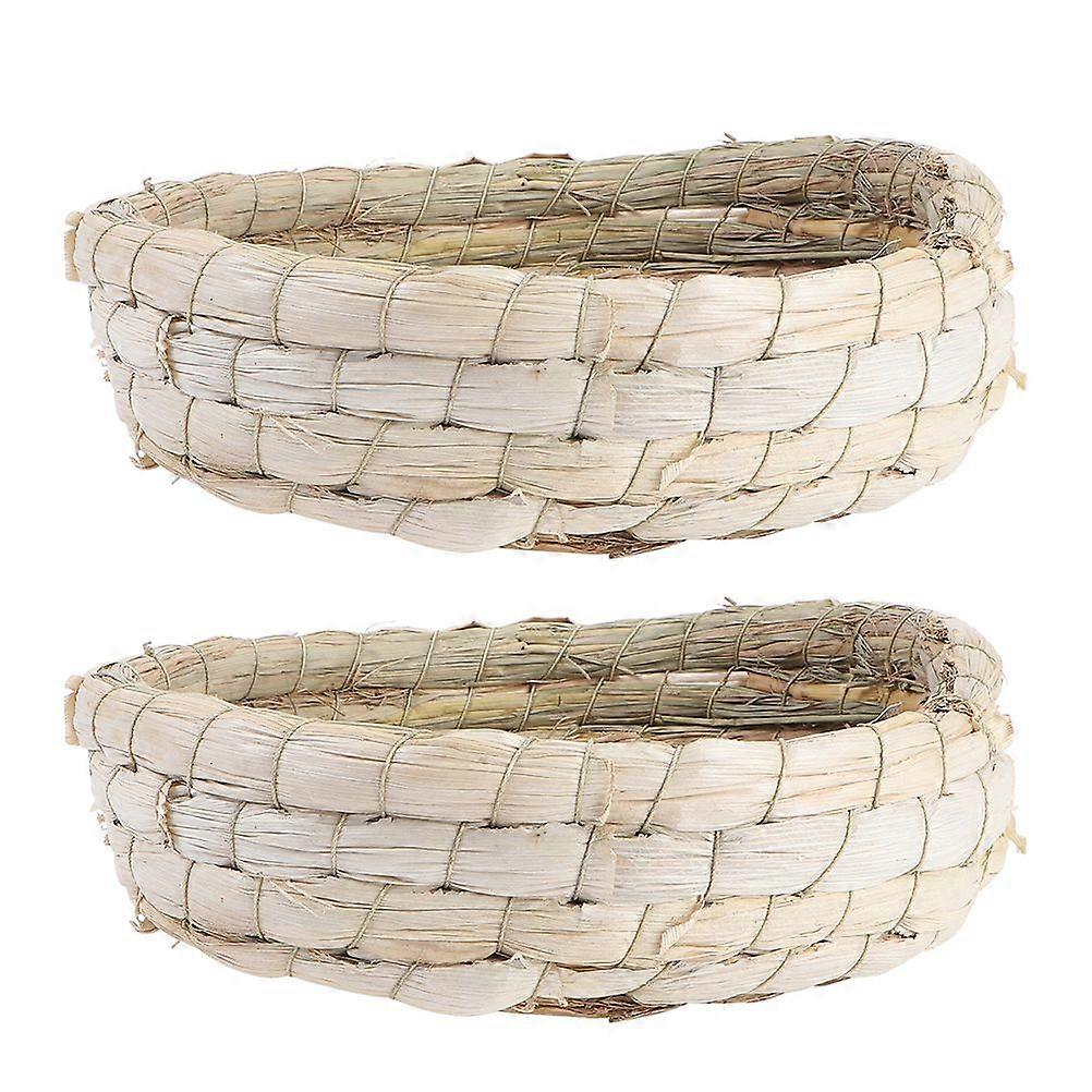 2pcs Woven Straw Bird Nest Natural Straw Breeding Nest for Pigeon Parrot Bird Cage Accessories Breeding Nests Roosting Nests
