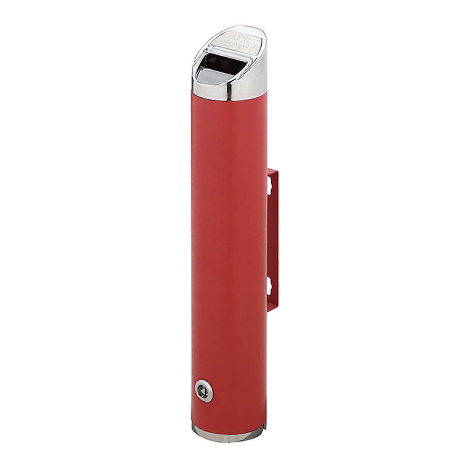 Outdoor Wall Mounted Cigarette Bucket Ashtray Cylinder Lock Silver Large Column Design for Cigarette Butt Disposal